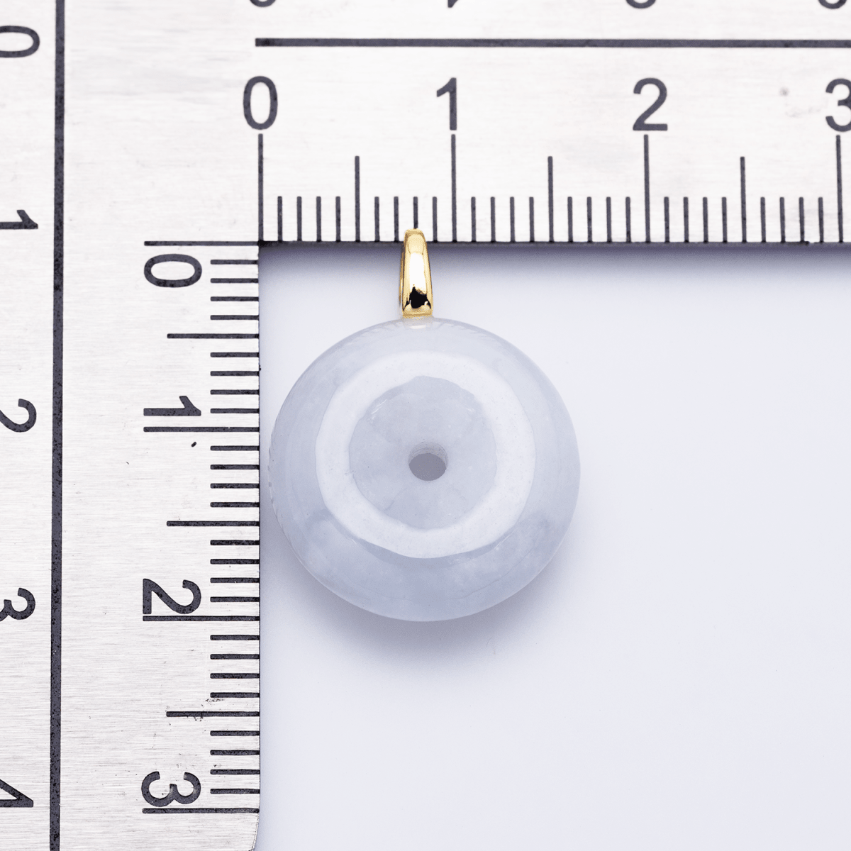 24K Gold Filled 16mm Green Jade Round Donut Charm | M250