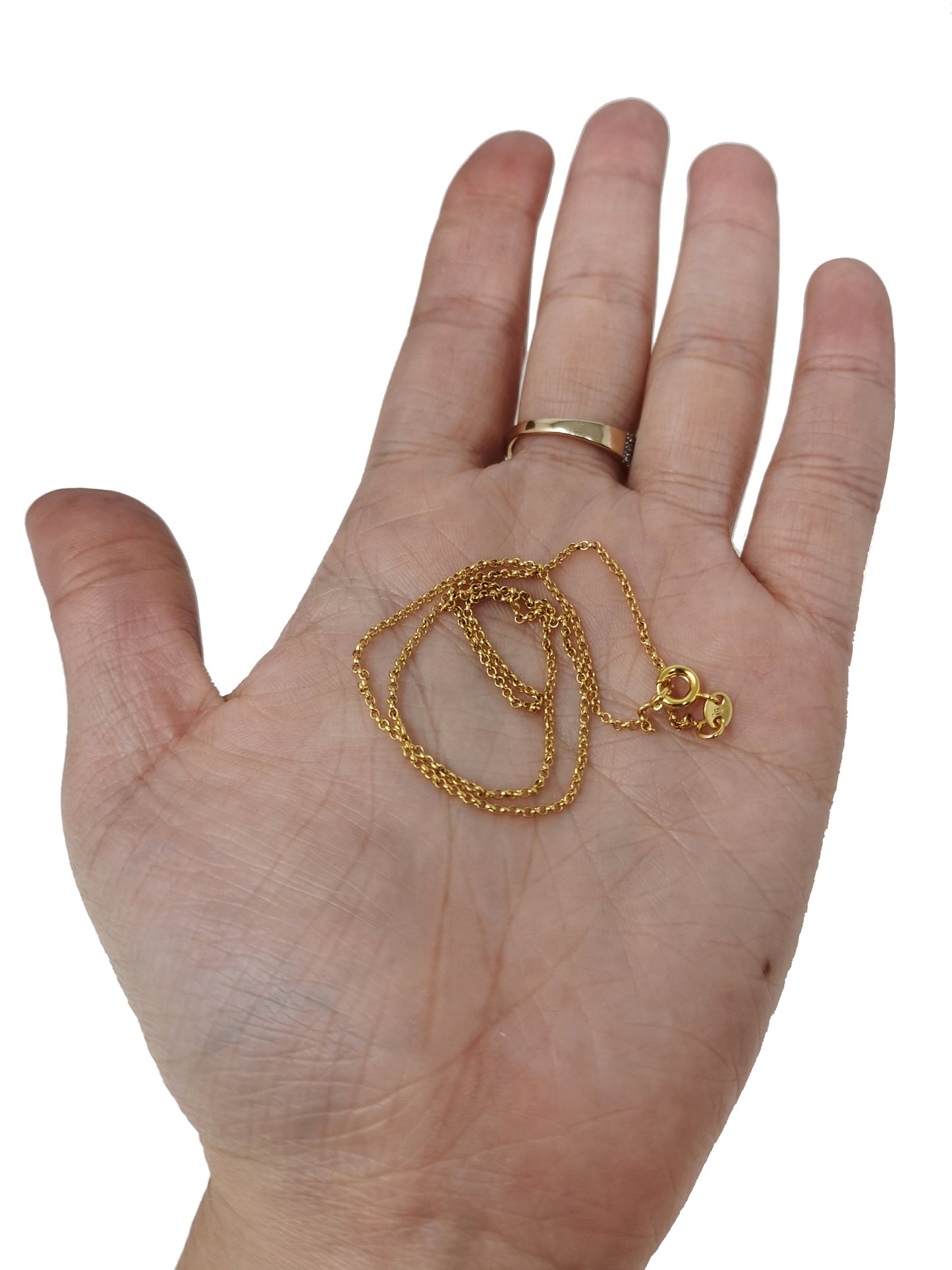 1pc 13.7'' Ready to Use 18K Gold Filled Thin Rolo Necklace Chain, Layering Rolo Chain Dainty Necklace, For Pendant Charm Necklace Making,498