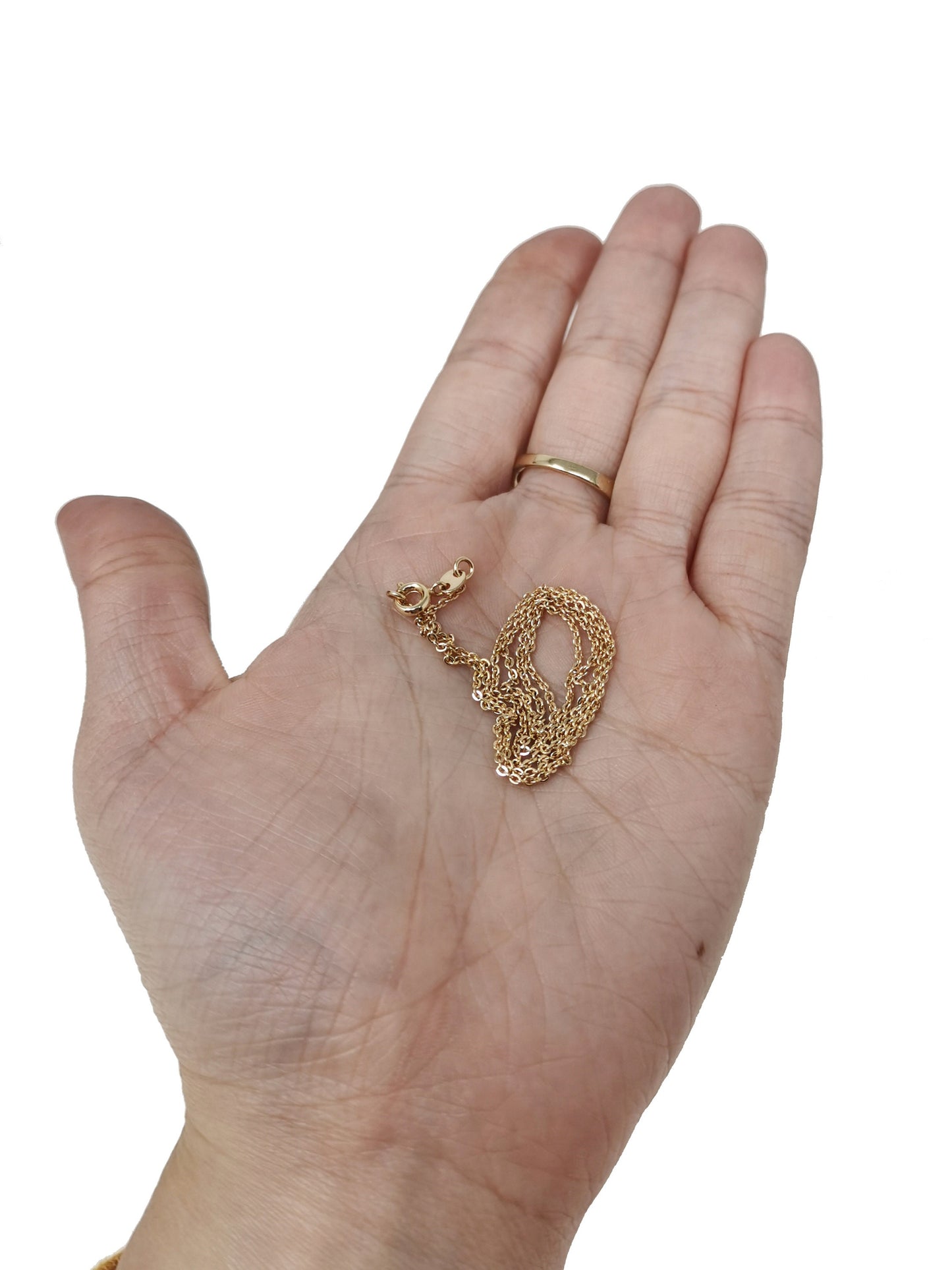 1pc 15.7'' Ready to Use 18K Gold Filled Thin Rolo Necklace Chain, Layering Rolo Chain Dainty Necklace,For Pendant Charm Necklace Making, 505