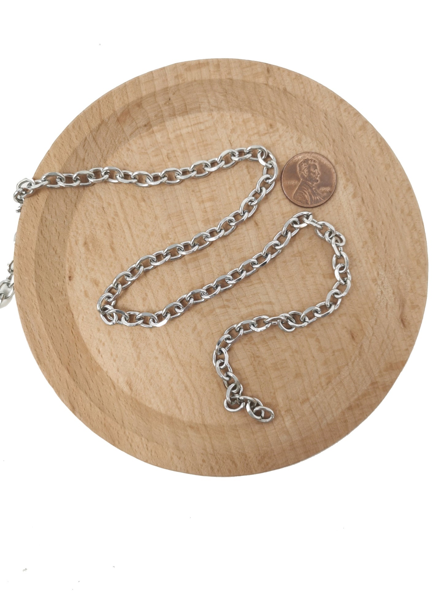 White Gold Filled Rhodium Rolo Cable Chain by Yard, Gold Filled Cable Rolo Chain by Foot, Wholesale bulk Roll Chain for Jewelry Making, r-45