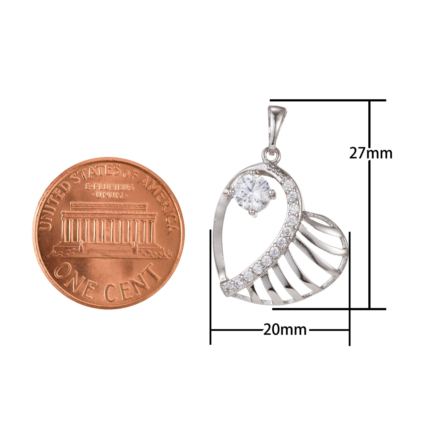 1pc 18k Gold Micro Pave CZ Pendant Charm, Hearts with Micro Pave CZ Pendant Charm, Heart Pendant, For DIY Jewelry