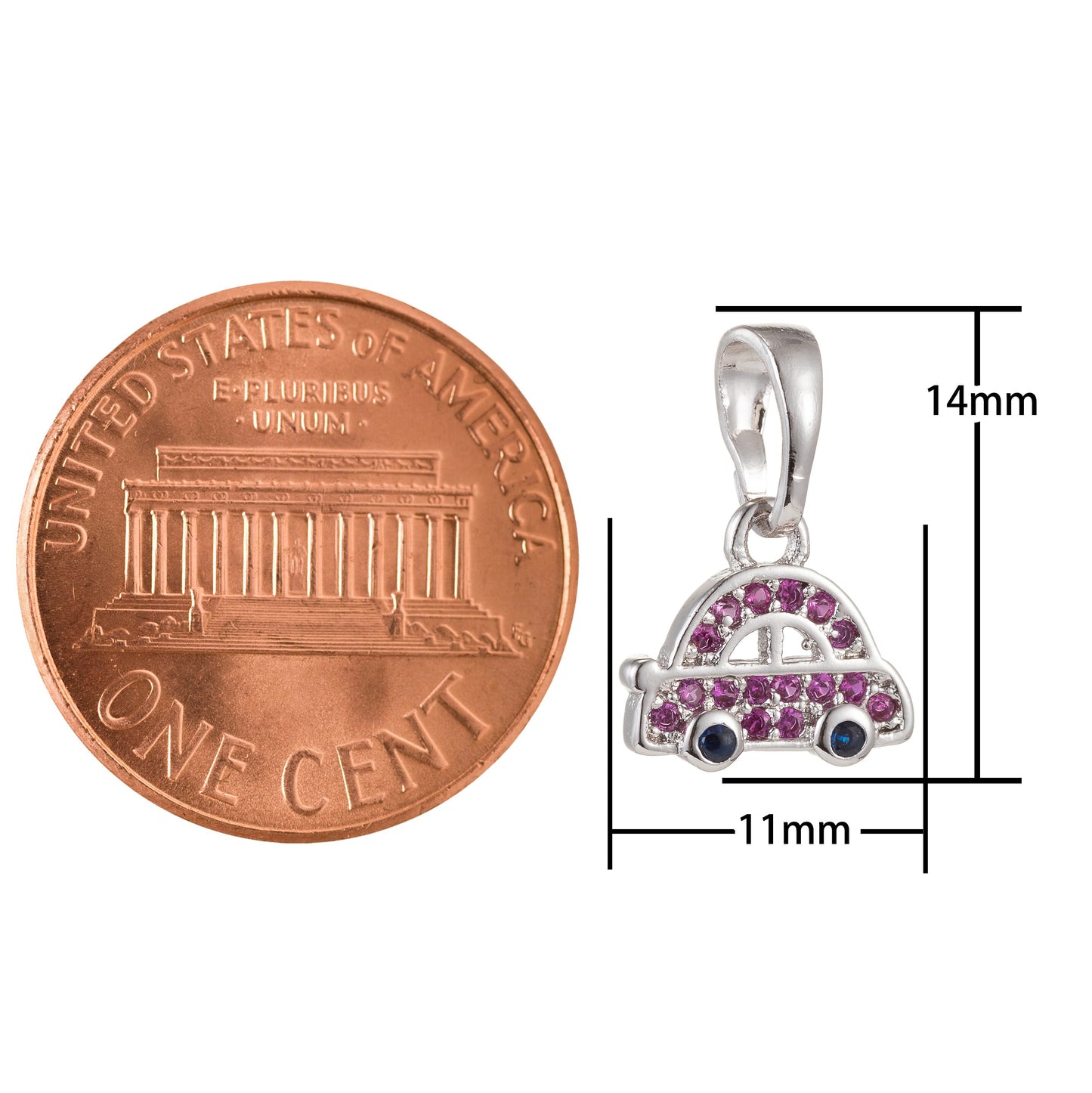 1pc 18k Gold Micro Pave CZ Cute Car Pendant Charm, Micro Pave CZ Pendant Charm, Car Pendant, For DIY Jewelry
