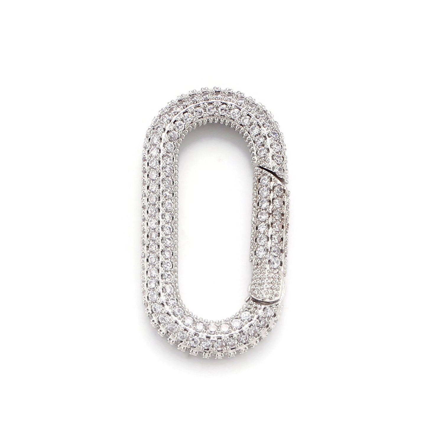 1pc Carabiner Screw Clasp, Screw Clasp Oval Lock, Interlocking Oval Clasp, Pave Oval Shaped Lock Clasps, Mutiple color options