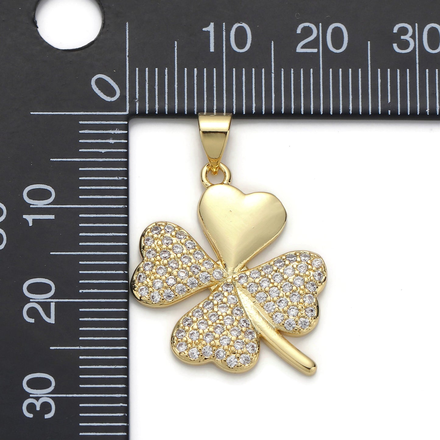1pc 14k Gold Micro Pave CZ Four Leaf Clover Pendant Charm, Lucky Clover Pendant Charm, Pendant, For DIY Jewelry, I-618