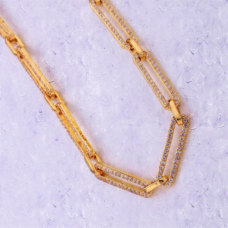 14K Gold Micro Pave Colorful Charm Chain by Yard, CZ Charm Specialty Link Chain by Foot, Chain Size 20x5mm, 120