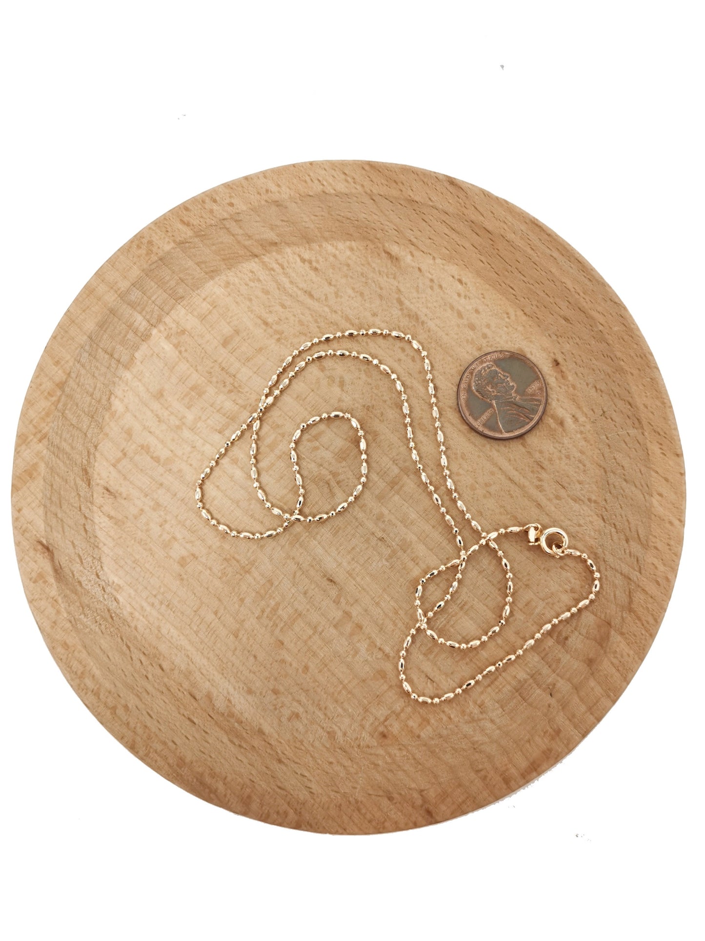 1pc 18'' or 20'' Ready to Use 18K Rosy Gold Bead Necklace Chain, Layering Beaded Chain,Dainty Beaded Necklace,For Chain Necklace, 698