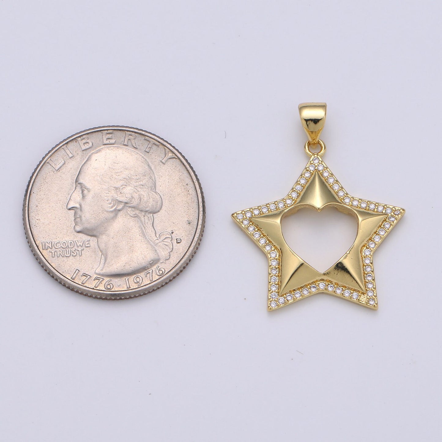 1pc 24k Gold Micro Pave CZ Star Pendant Charm, Five Star Pendant Charm, Celestial Pendant, For DIY Jewelry Making