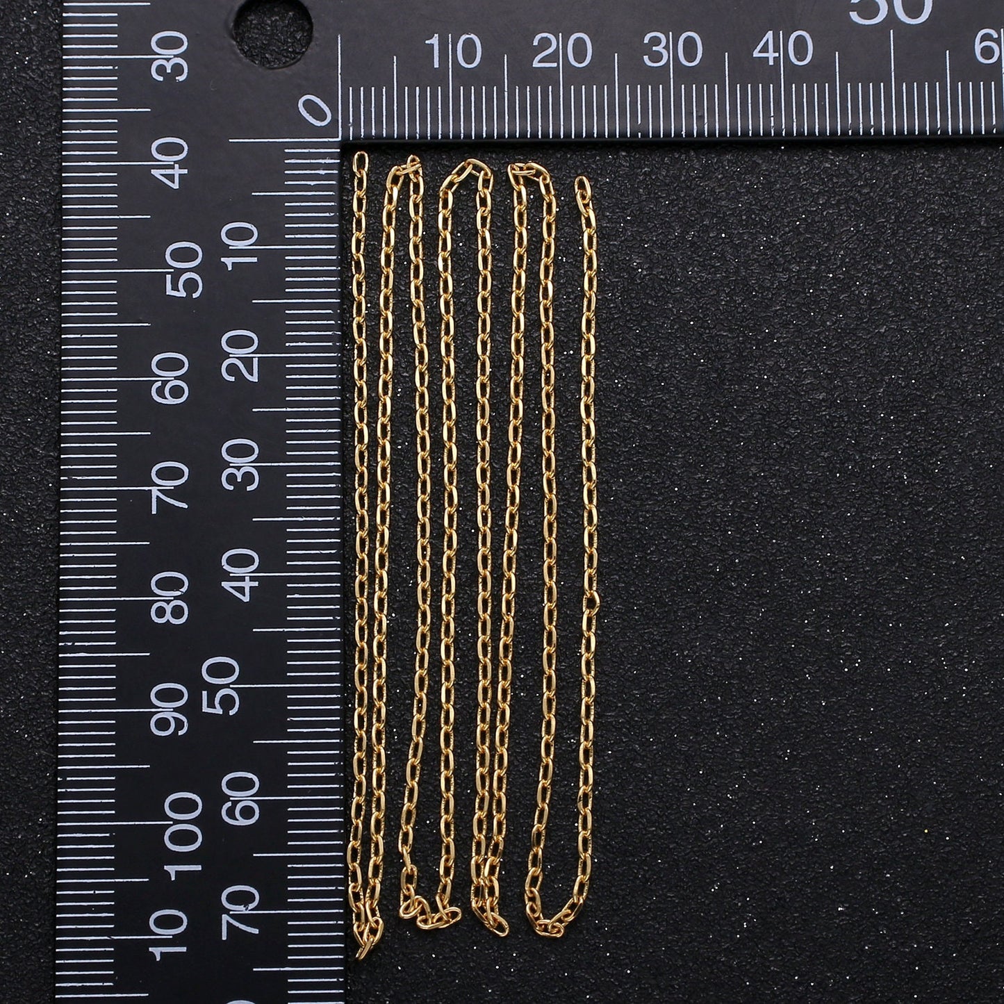 24K Gold Rolo Cable Chain by Yard, Oval Link Chain by Foot, Wholesale bulk Roll Chain for DIY Jewelry , Thickness 1mm,225