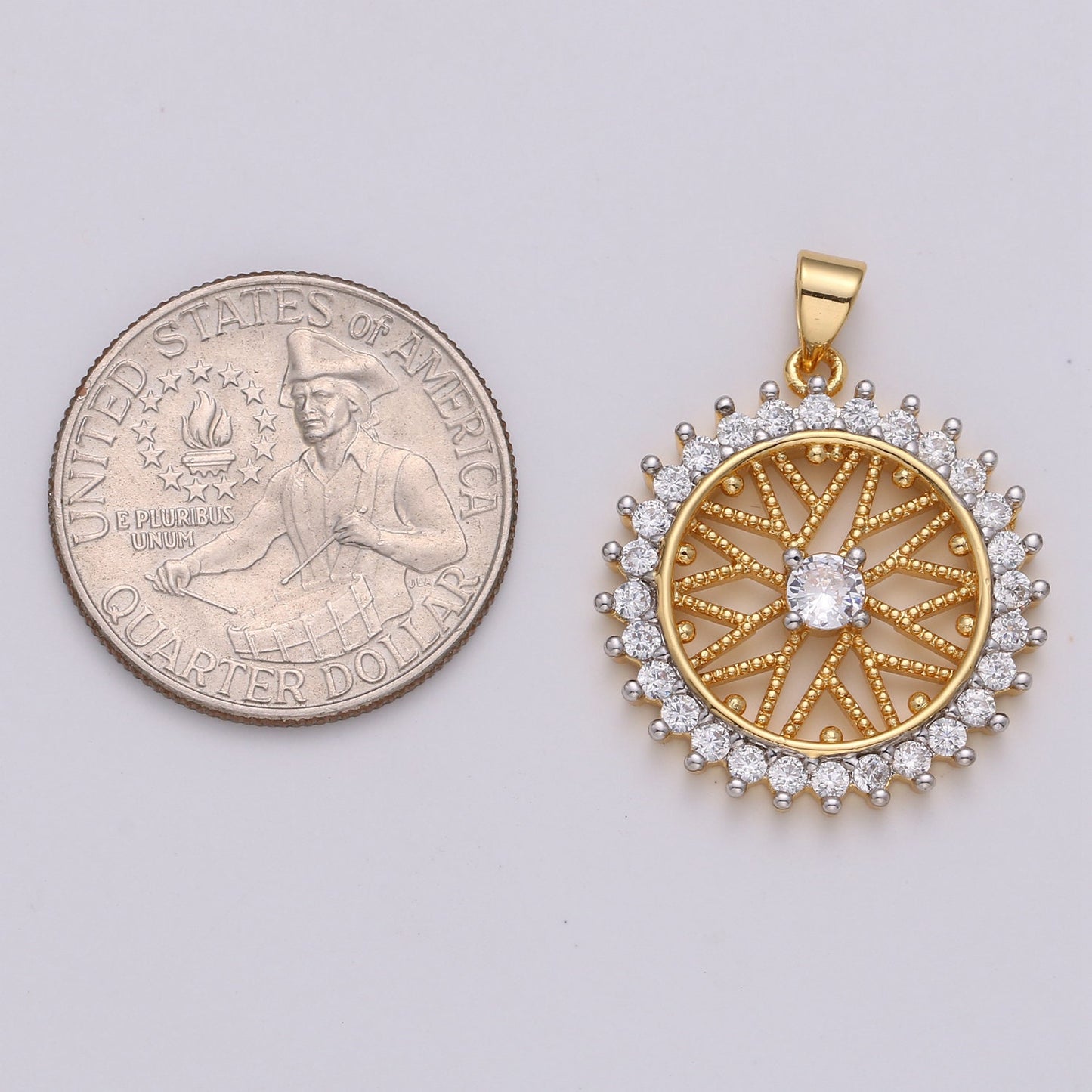 30x24mm 24k Shiny Gold Sun Charms, Micro Pave Sun Charms, Gold Sun Charm, Cubic Zirconia Charms, Celestial Jewelry Charm