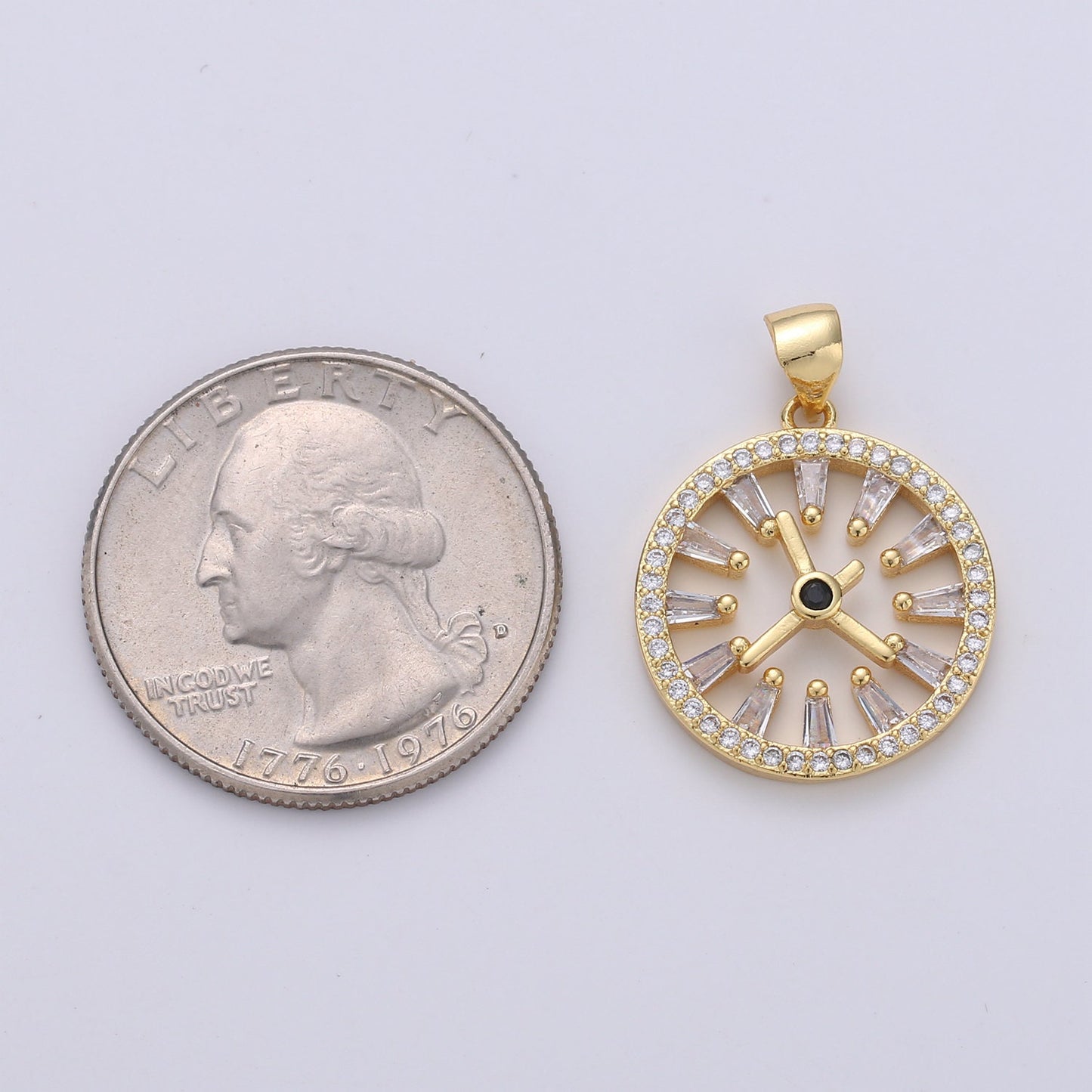 Pave pendant Necklace, Cubic clock pendant, Micro pave charms, pave jewelry, 24k Gold watch pendant, earrings dangle, bracelet charms
