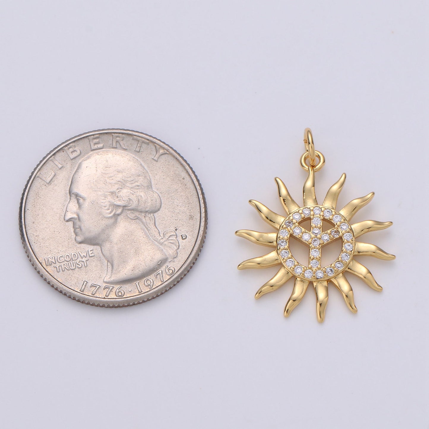 1pc 24k Gold Micro Pave CZ Sun Burst Pendant Charm, Cubic Sun Micro Pave CZ Pendant Charm Celesial For DIY Boho Jewelry chgf 1639