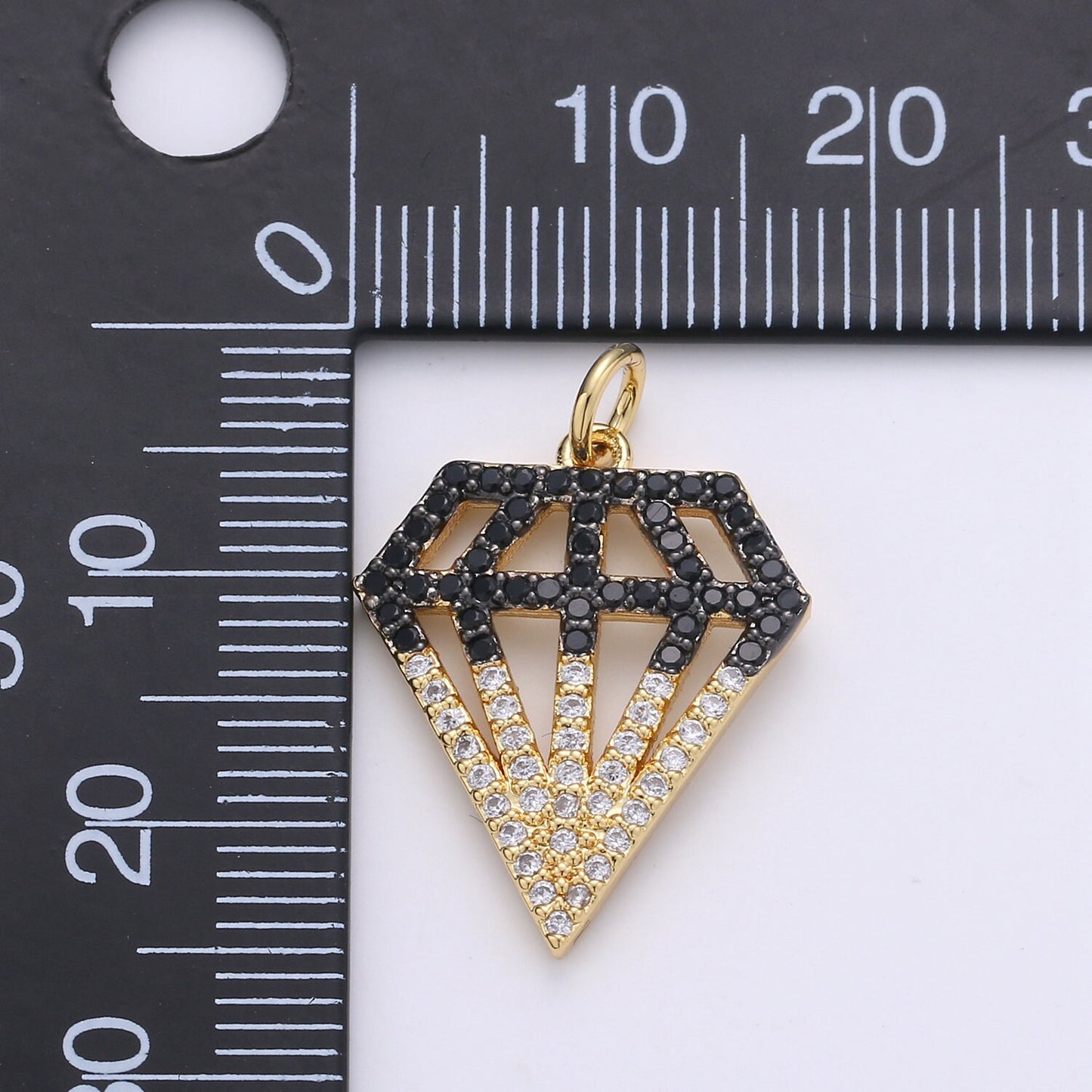 1pc 24k Gold Micro Pave CZ Diamond Shape Pendant Charm, Geometric Micro Pave CZ Pendant Charm, For DIY Jewelry D-273
