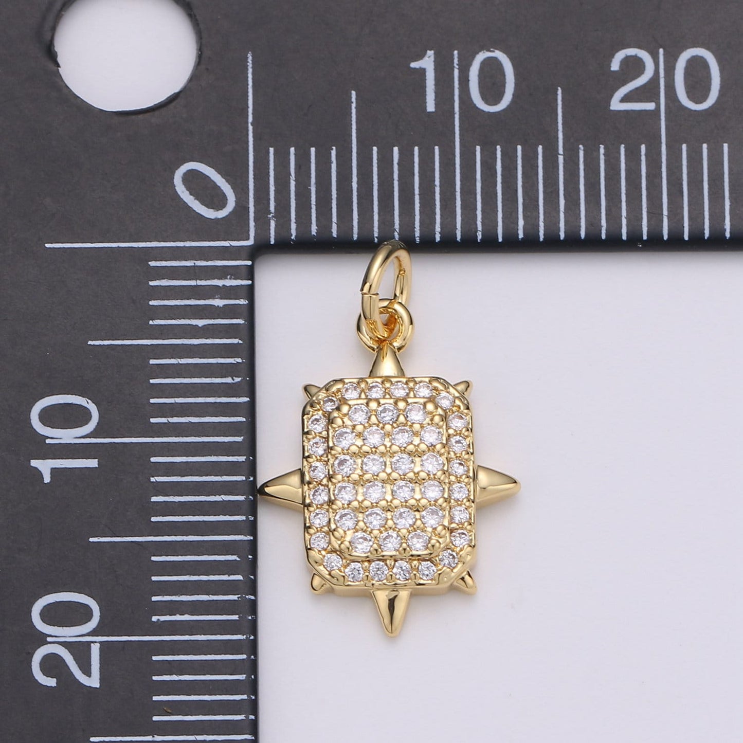 Gold Square Stud Charm, Micro Pave Cz Geometric Pendant, 20x14mm geometric Square charm for necklace earring bracelet supply