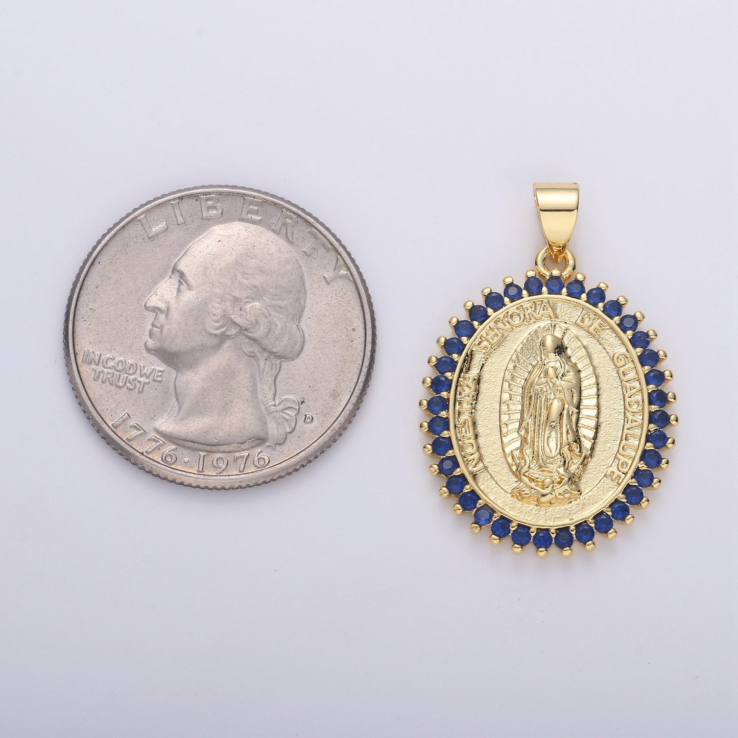 Micro Pave Our Lady of Guadalupe Charm Necklace Gold Guadalupe Pendant Necklace Women Religious Jewelry Supply, i-870, i-871