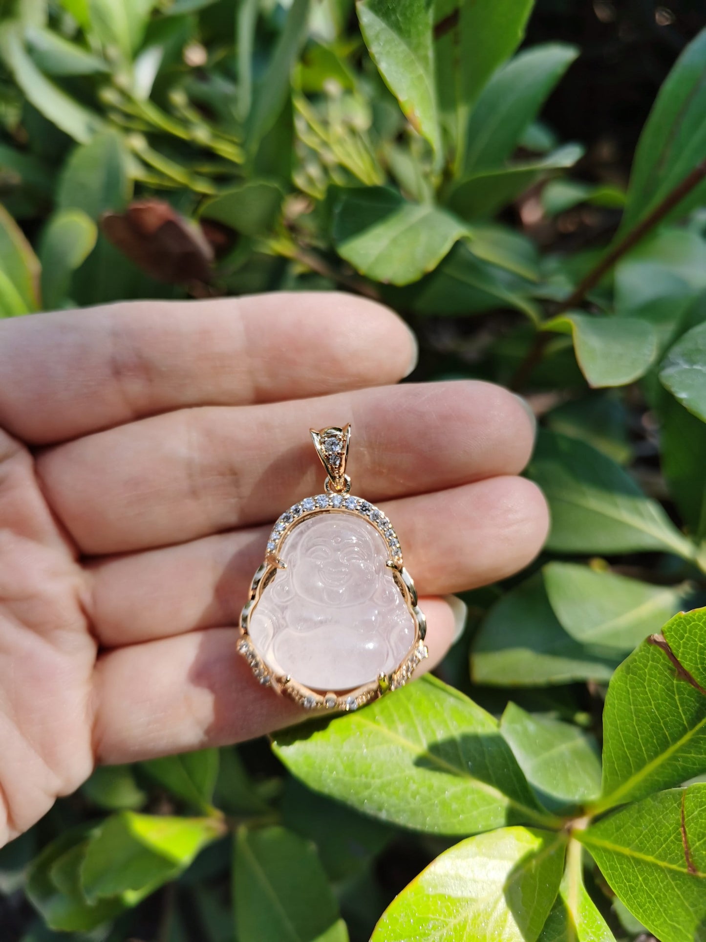 Clear Jade Buddha Pendant Gold Filled Buddha Pendant Jade Buddha Charm Jade Buddha Necklace for Religious Jewelry Supply, 085