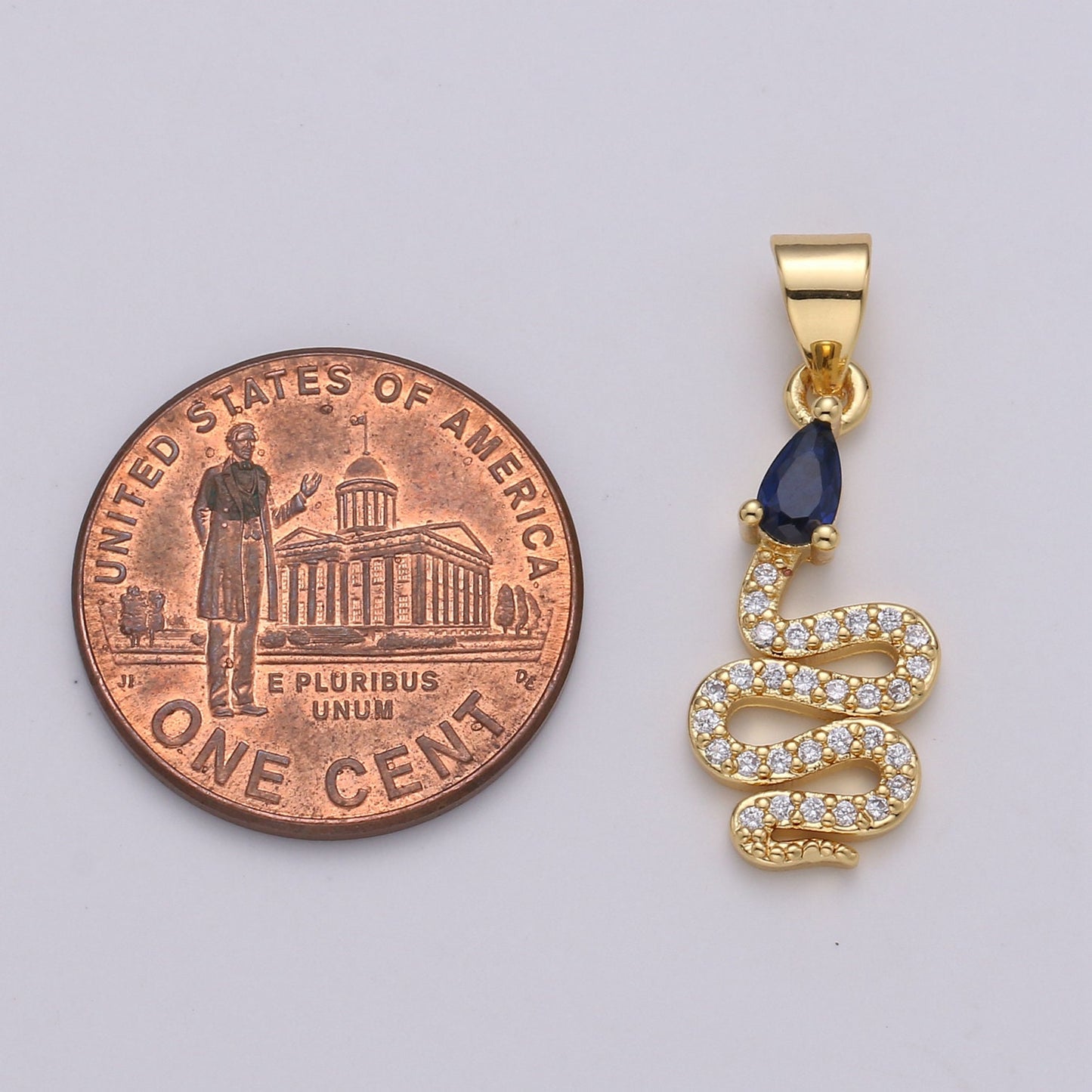 24k Gold Filled Snake Charm, Gold Snake Pendant Charm, Micro Pave Serpent Animal Cz Charm Green Blue Pink Stone DIY Jewelry I-804~I-806