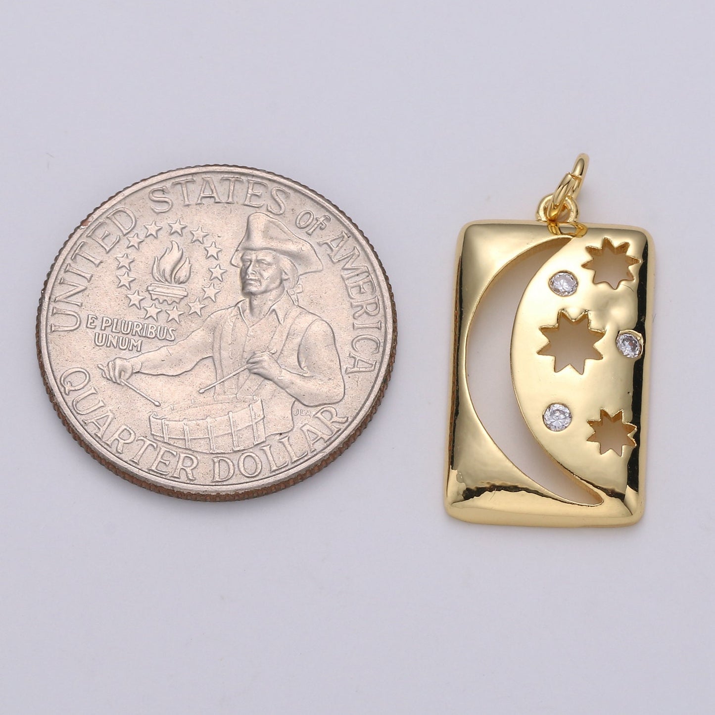 Celestial Jewelry Gold Crescent Moon Charm Star Tag Charm Jewelry Making Supply 24K Gold Findings