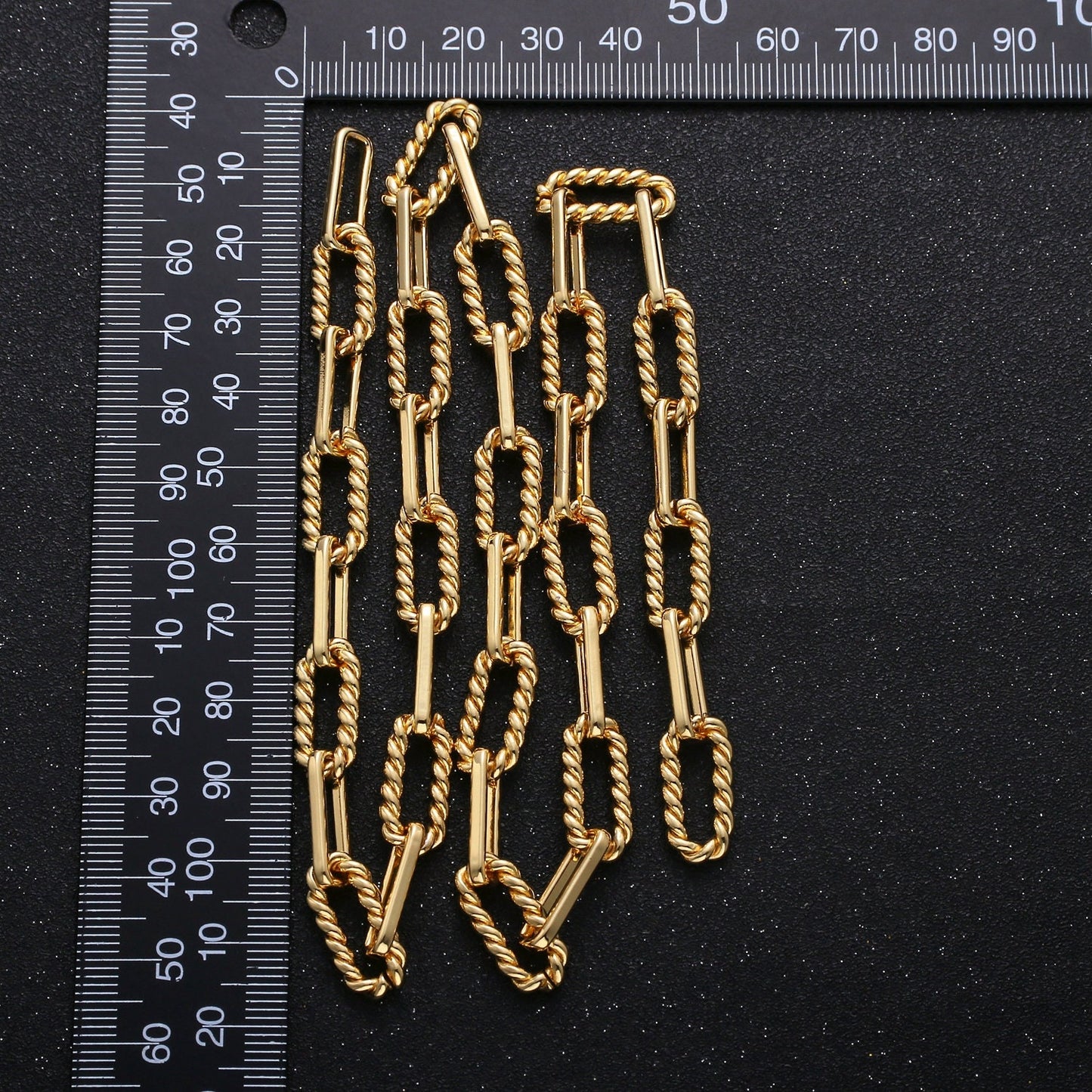 Gold Chunky Paper Clip Chain by Yard Large Twist Chain Wholesale bulk Chain Jewelry Making for Bold Statement Layer Necklace 8.5x13, 280