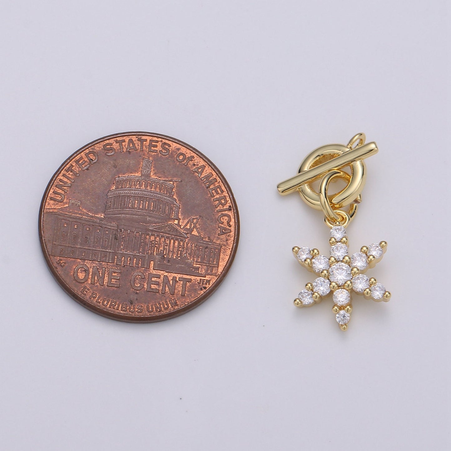 1pc 14k Gold Micro Pave CZ Clear Snow Flake Pendant Charm, Micro Pave CZ Flower Pendant Charm, Pendant, For DIY Jewelry