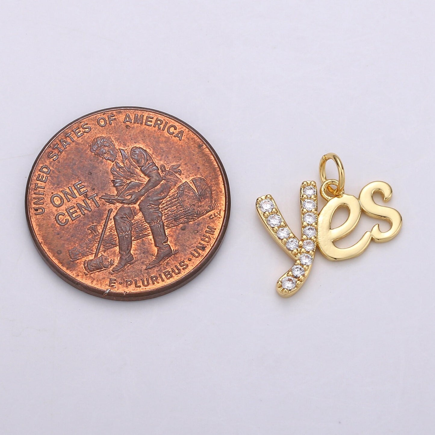 1pc Gold Plated Yes Charm, Yes Pendant Charm, Gold Plated Charm, For DIY Jewelry, Gold Color