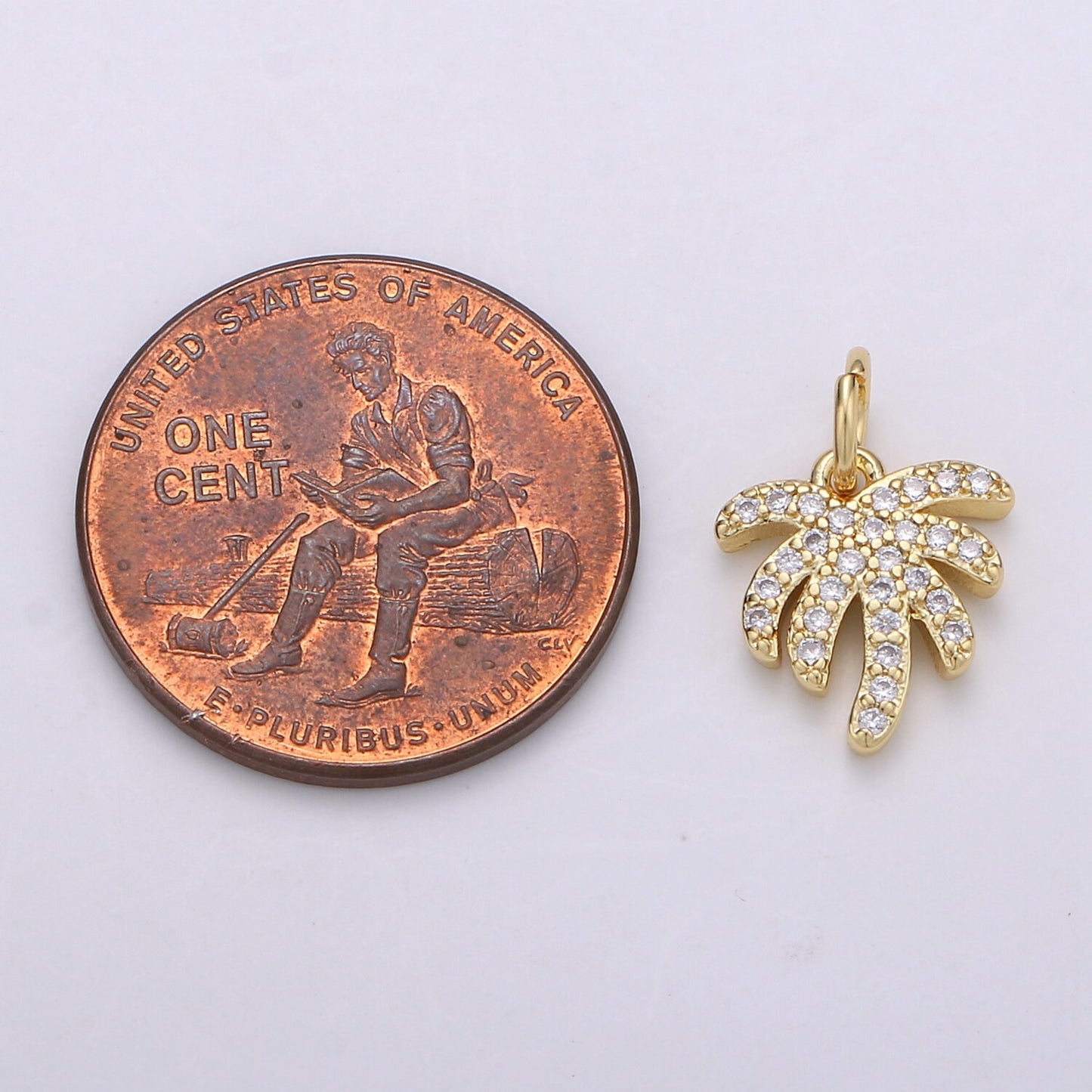 Tiny Gold Micro Pave CZ Coconut Tree Pendant Charm, Micro Pave CZ Pendant Charm, Pendant, For DIY Jewelry, chgf-180