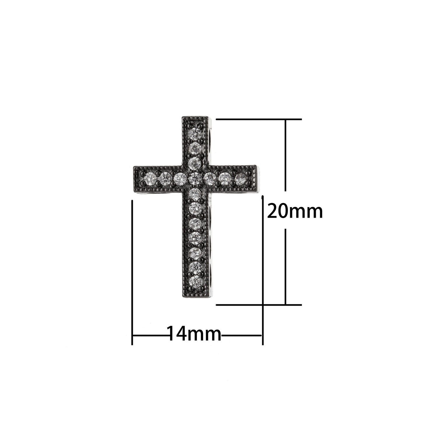 Cross Micro Pave CZ 14K Gold Bead, Good For Earring, Necklace, and bracelet, vertically or horizontally design charm,Gun Metal Plated