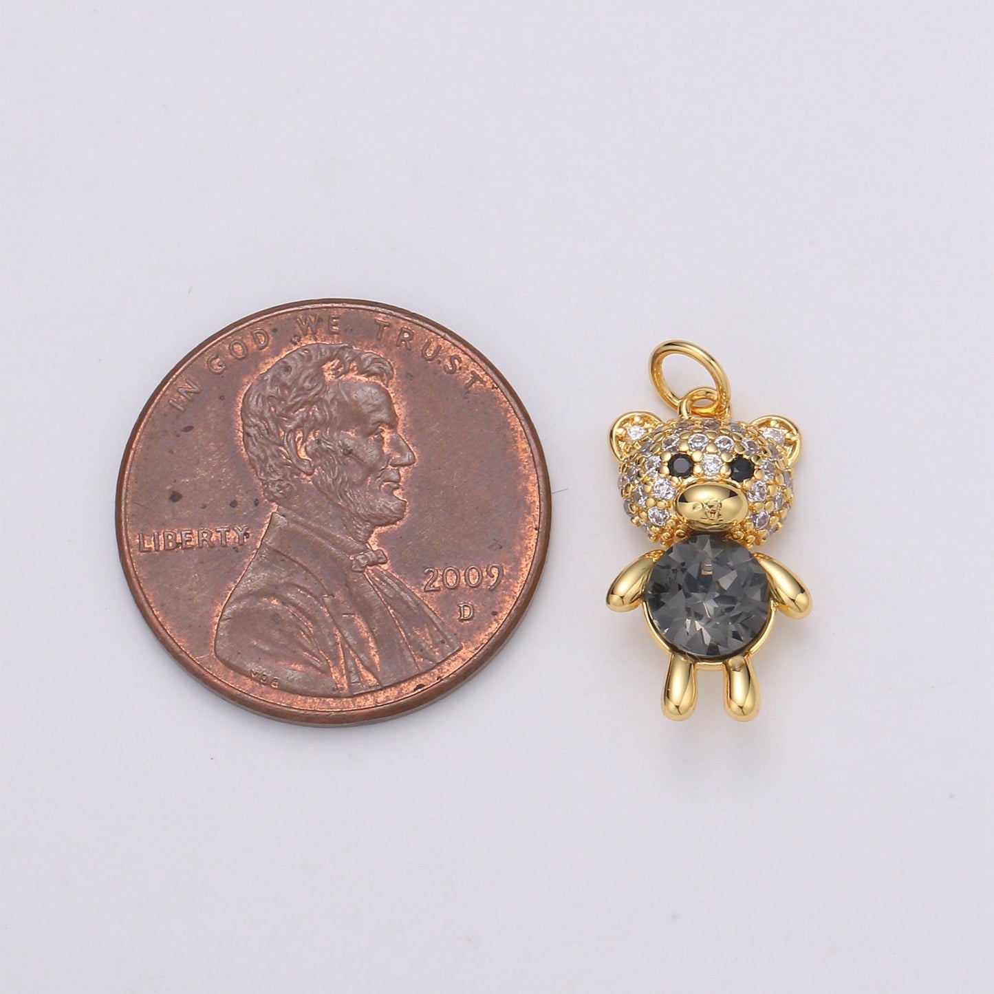 1pc Multi Color 24K Gold Plated Micro Pave CZ Bear Pendant Charm, Micro Pave CZ Bear Pendant Charm, Gold Plated Animal Pendant,Dainty Charm