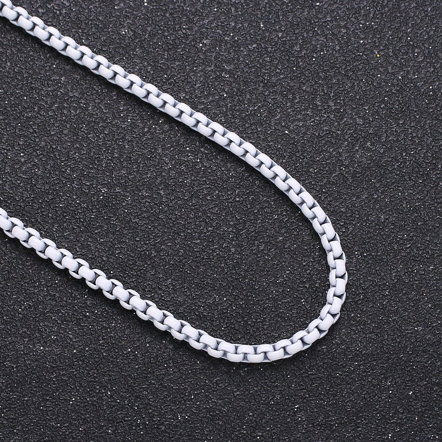 Pink, Teal, Purple & White Color Fancy Enamel Link Rolo Cable Chain by Yard, Square Link Chain by Yard, Width 2.6mm, Roll-344, 345, 346, 347