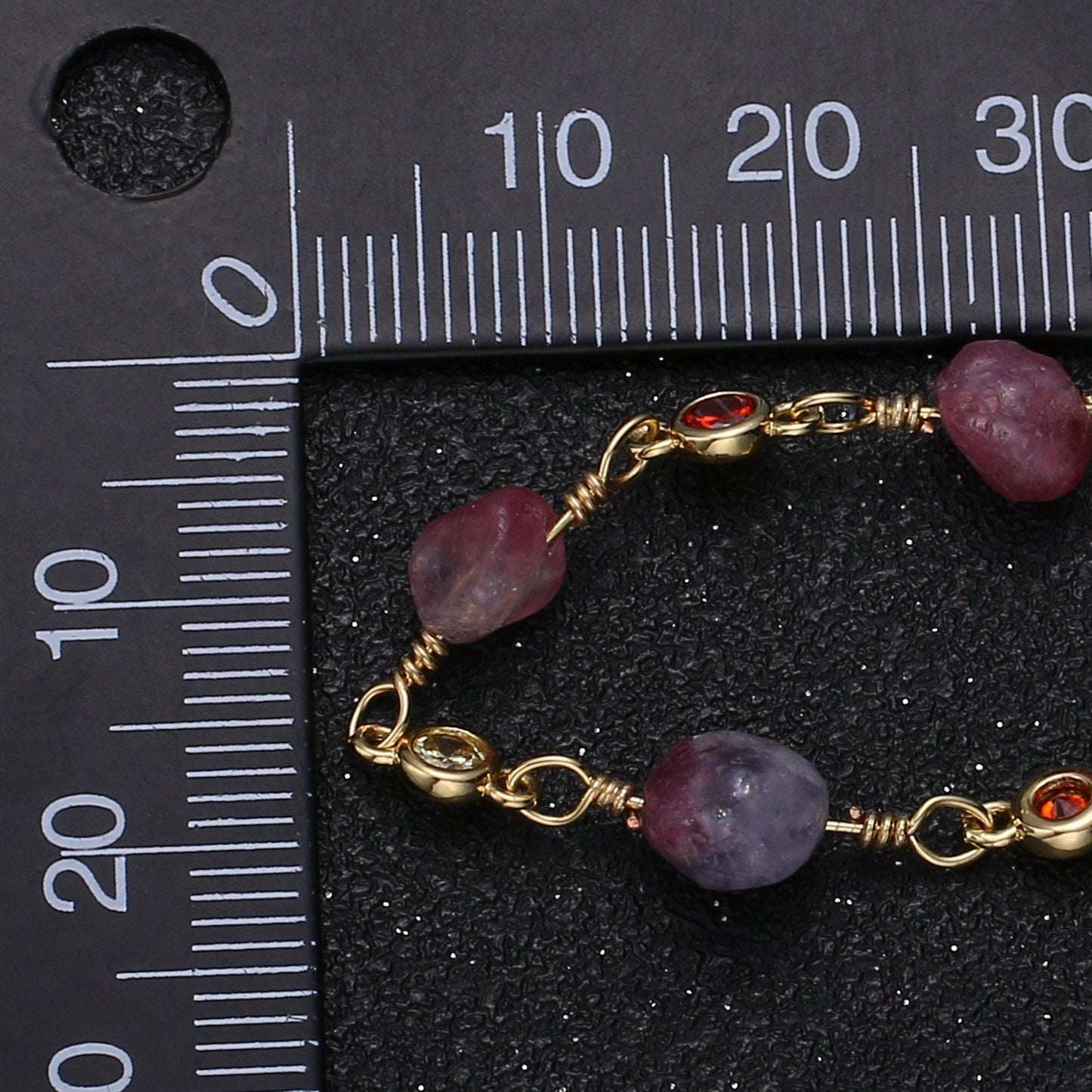Rhondonite Rosary Beaded Chain Wire Wrapped Cz Chain, Gold Filled Chain Natural Gemstone Chain Wholesale Unfinished Chain for Jewelry Supply