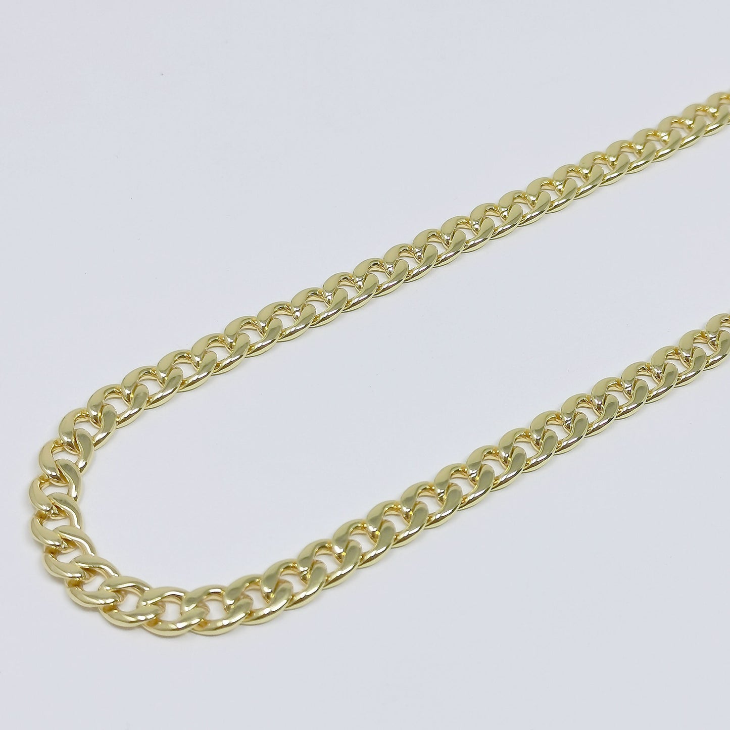 24K Gold Cuban Link Chain by Yard, Florida Curb Chain by Foot, Miami Roll Chain for Jewelry Making Width 6.7mm, Roll-361