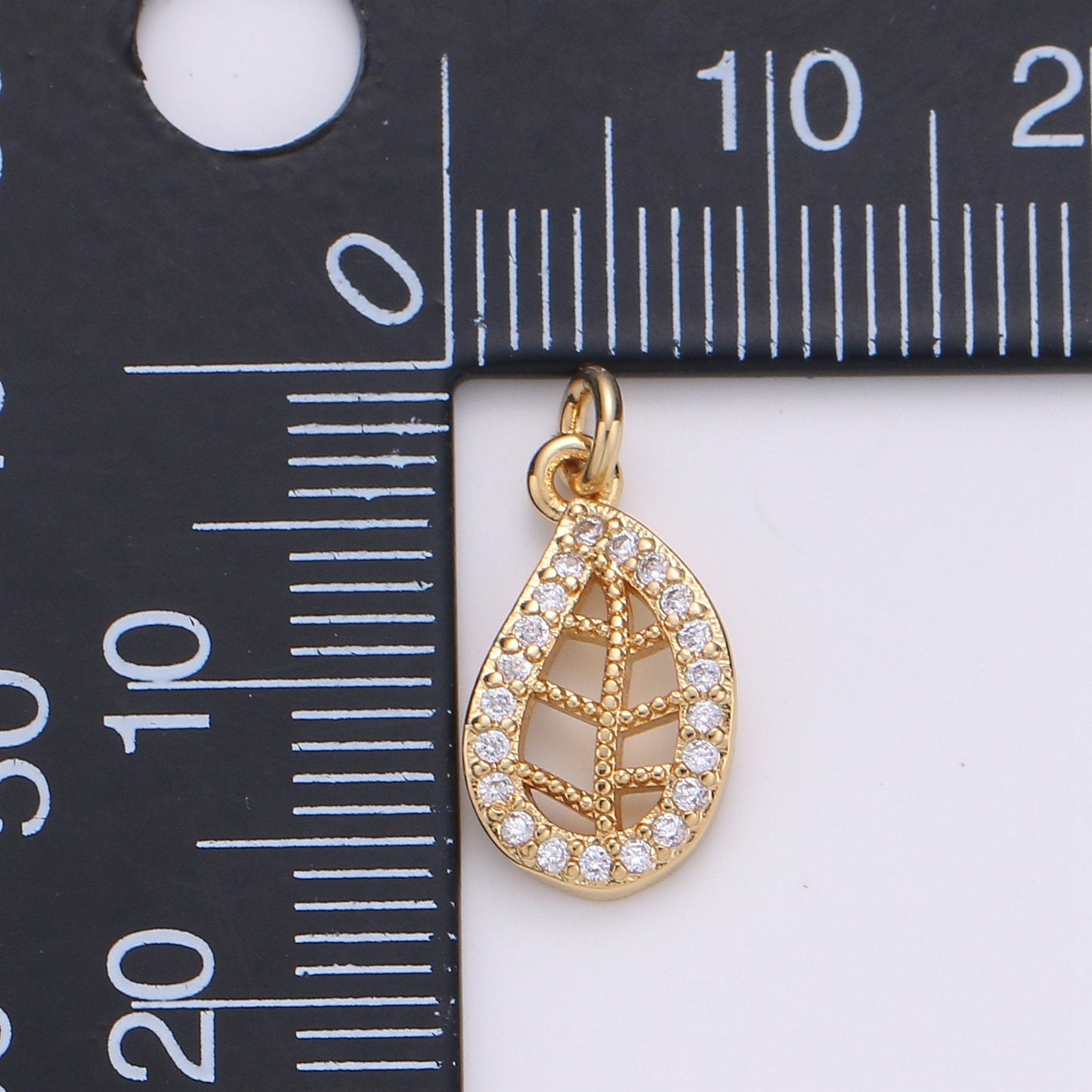 1x Dainty Gold Leaf Charms Pendant, Cubic Leaf Charm DIY Earring Necklace Jewelry Accessory DIY Craft Micro Pave Charm