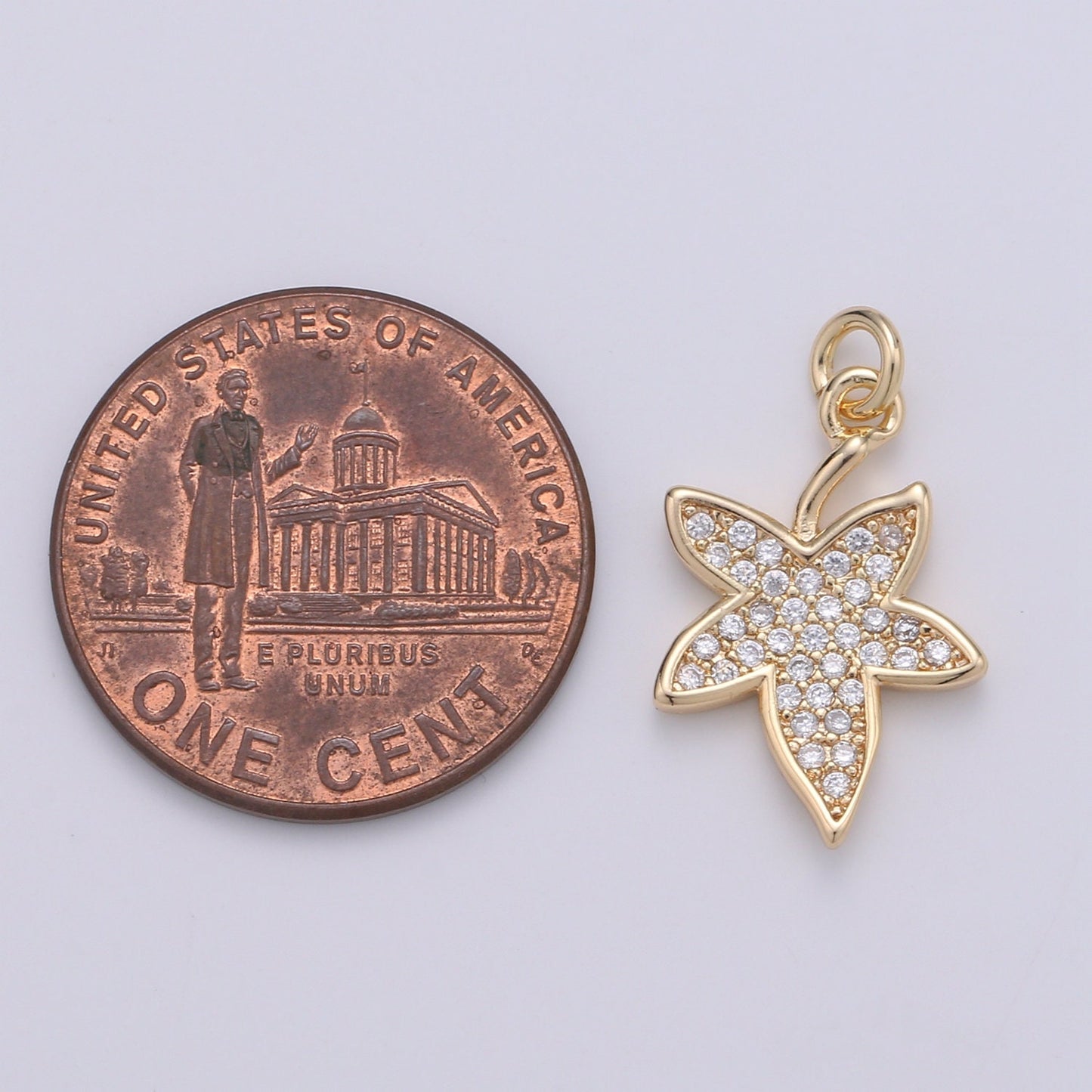 18K Gold Maple Leaf Charm Gold Maple Leaf Charm Cubic Maple Leaf Charm Nature or Forest Jewelry Inspired