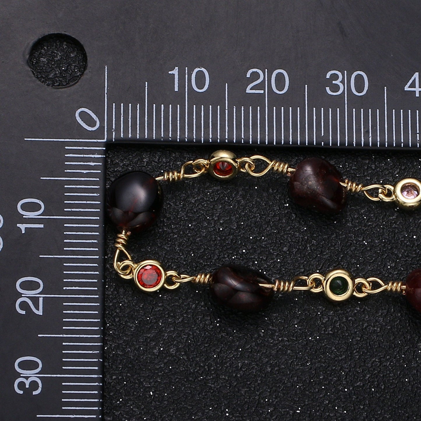 Garnet Wire Wrapped Rosary Chain, Beaded Chain Unfinished Chain by The Foot/Yard Natural Gemstone Chain for Jewelry Making Supply