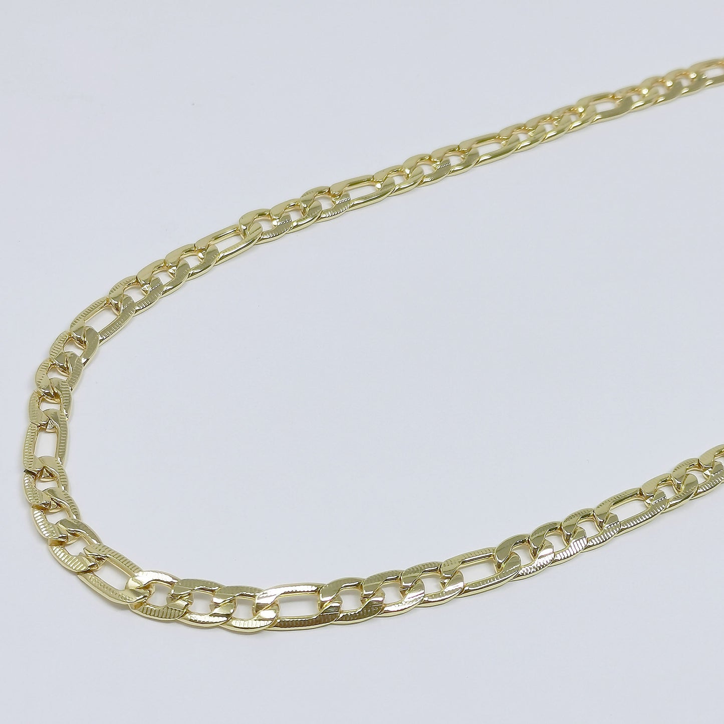 Figaro 7mm width 24K Gold Chain by Yard, Link Cable Link Elongate Chain by Foot, Wholesale bulk Roll Chain DIY Craft , Roll-365
