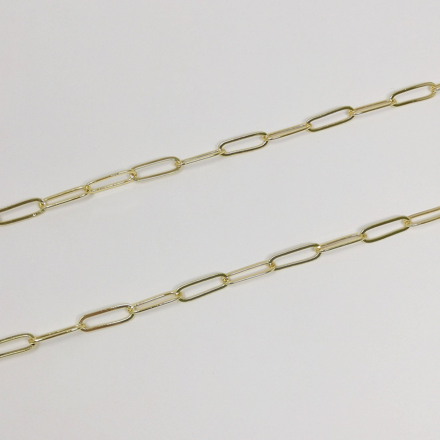 0.9mm Thickness Flat Paperclip Chain 24K Gold by Yard, Oval Link Chain by Foot, Paper Clip Link for DIY Craft, Roll-410