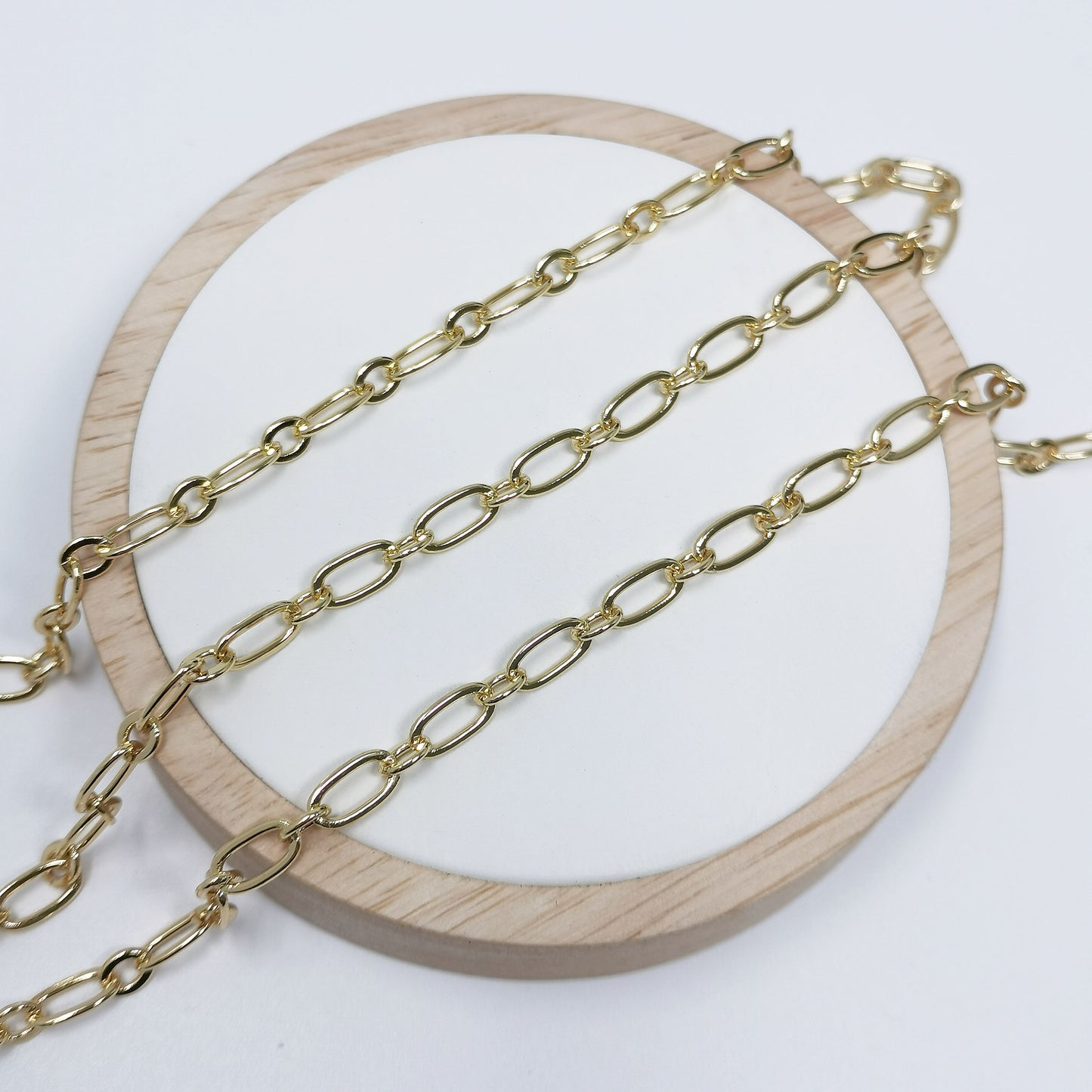 14K Gold Rolo Cable Chain by Yard, Cable Rolo Chain,Wholesale bulk Roll Chain forJewelry Making,Thickness 0.8mm,Roll- 386