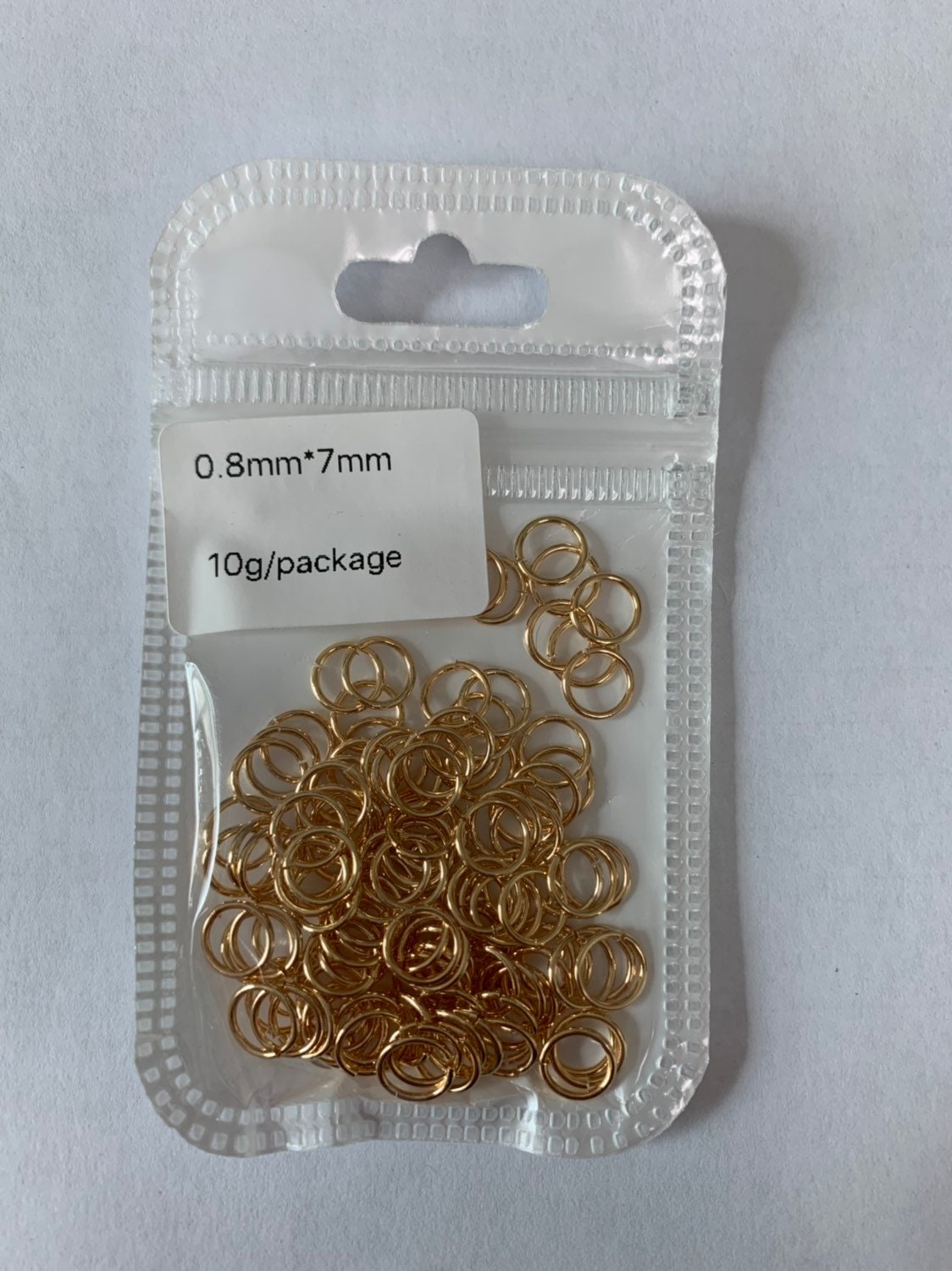 0.8mm x 7mm (20 gauge) 10 gr. Gold Plated Jump Ring, Rose Gold Connector, White Gold Open Jump Rings, jewelry making supplies