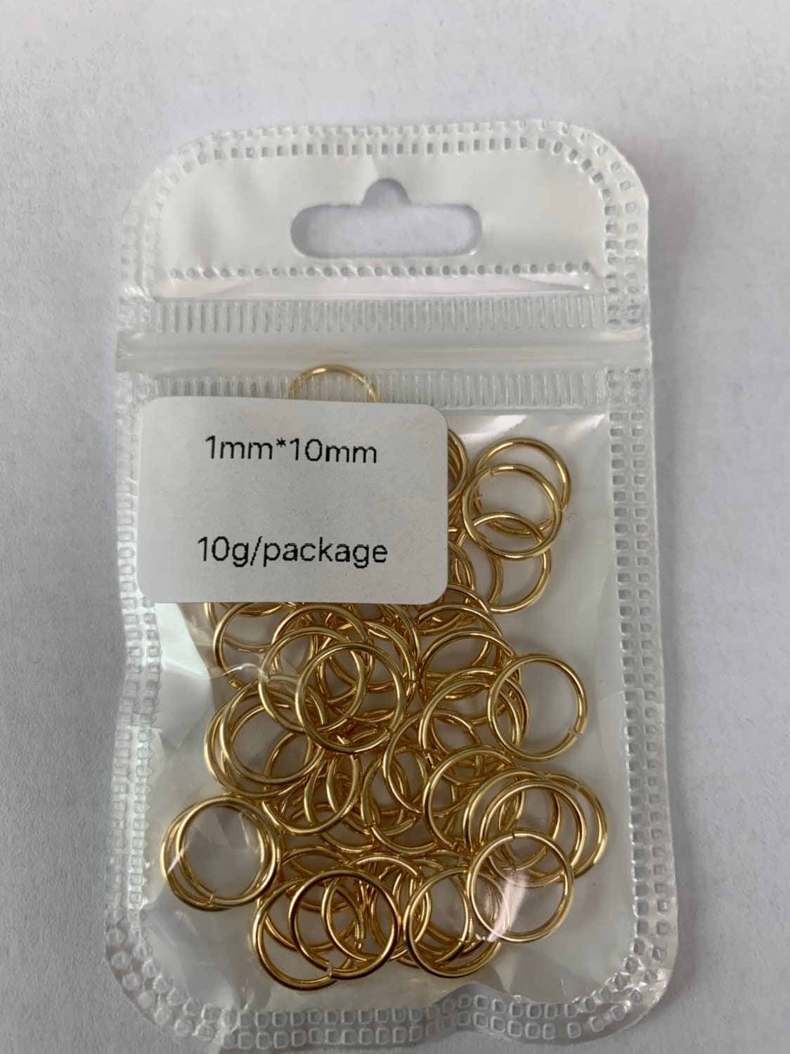1mm x 10mm (18 gauge) 10 gr. Gold Plated Jump Ring, Rose Gold Connector, White Gold Open Jump Rings, jewelry making supplies