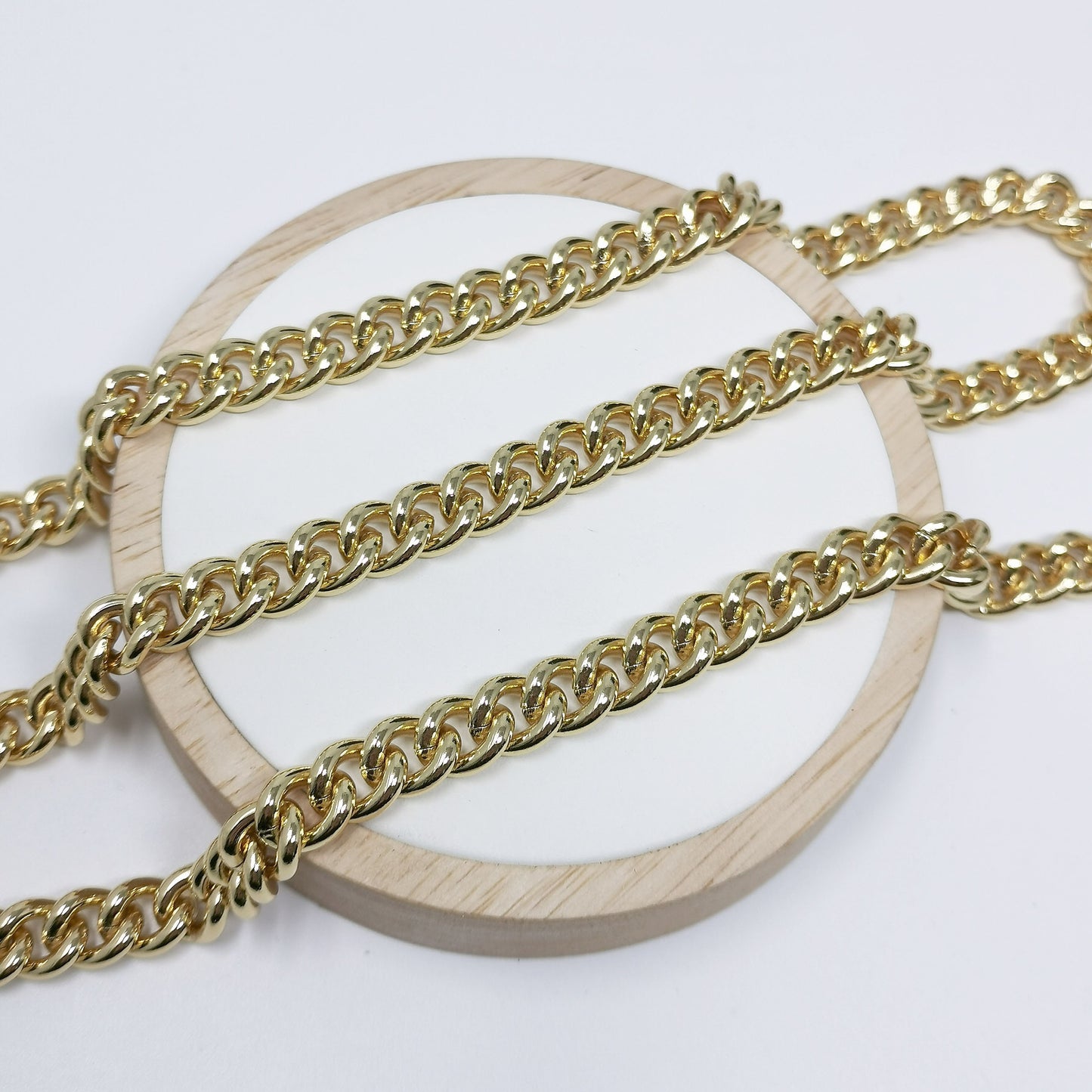 24K Gold Miami Link Chain by Yard, Gold Cuban Curb Chain by Foot, Wholesale bulk Roll Chain Jewelry Making 10.2mmx8.4mm, 392
