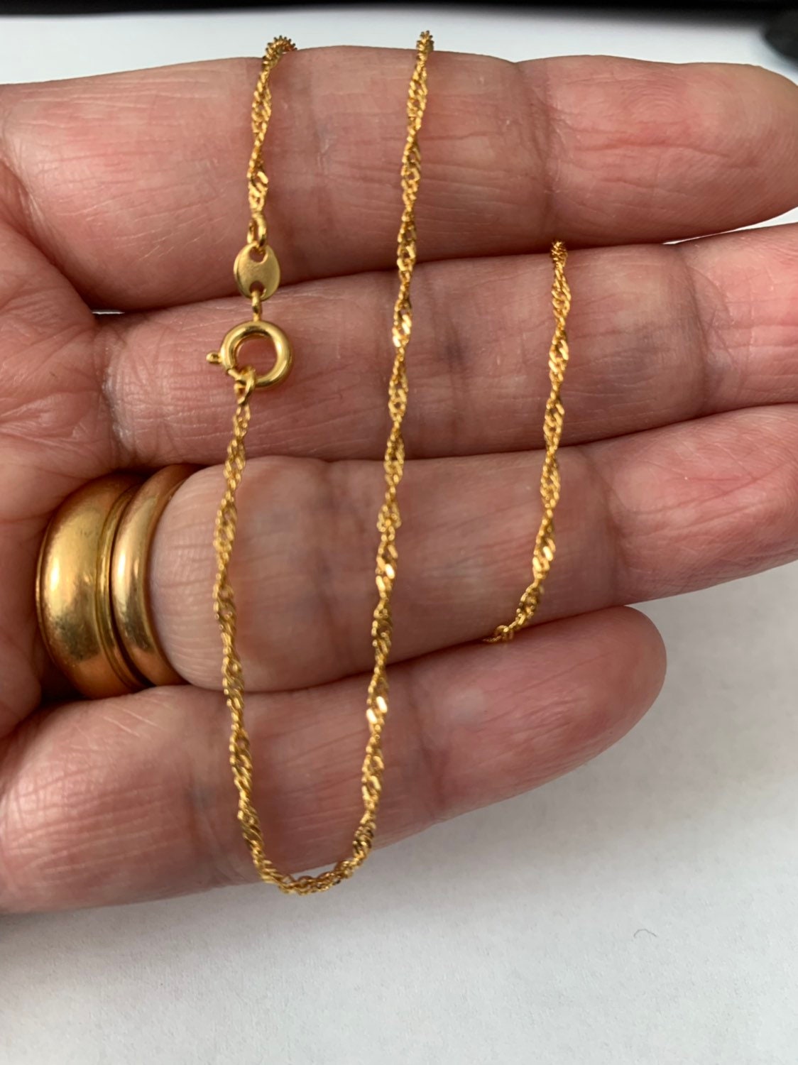 1pc 13.9'' Ready to Use 24K Gold Singapore Necklace Chain, Layering Spiral Chain Dainty Necklace, Perfect for Pendant Necklace, 863