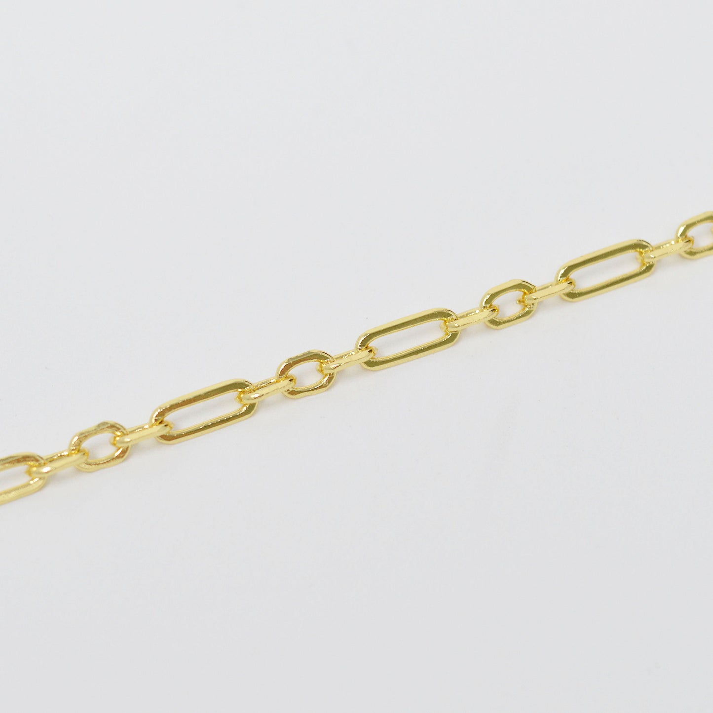 Gold Rolo Stadium Cable Paperclip Chain by Yard, Link Cable Rolo Elongate Chain Wholesale bulk Roll Chain for Jewelry Making, 435