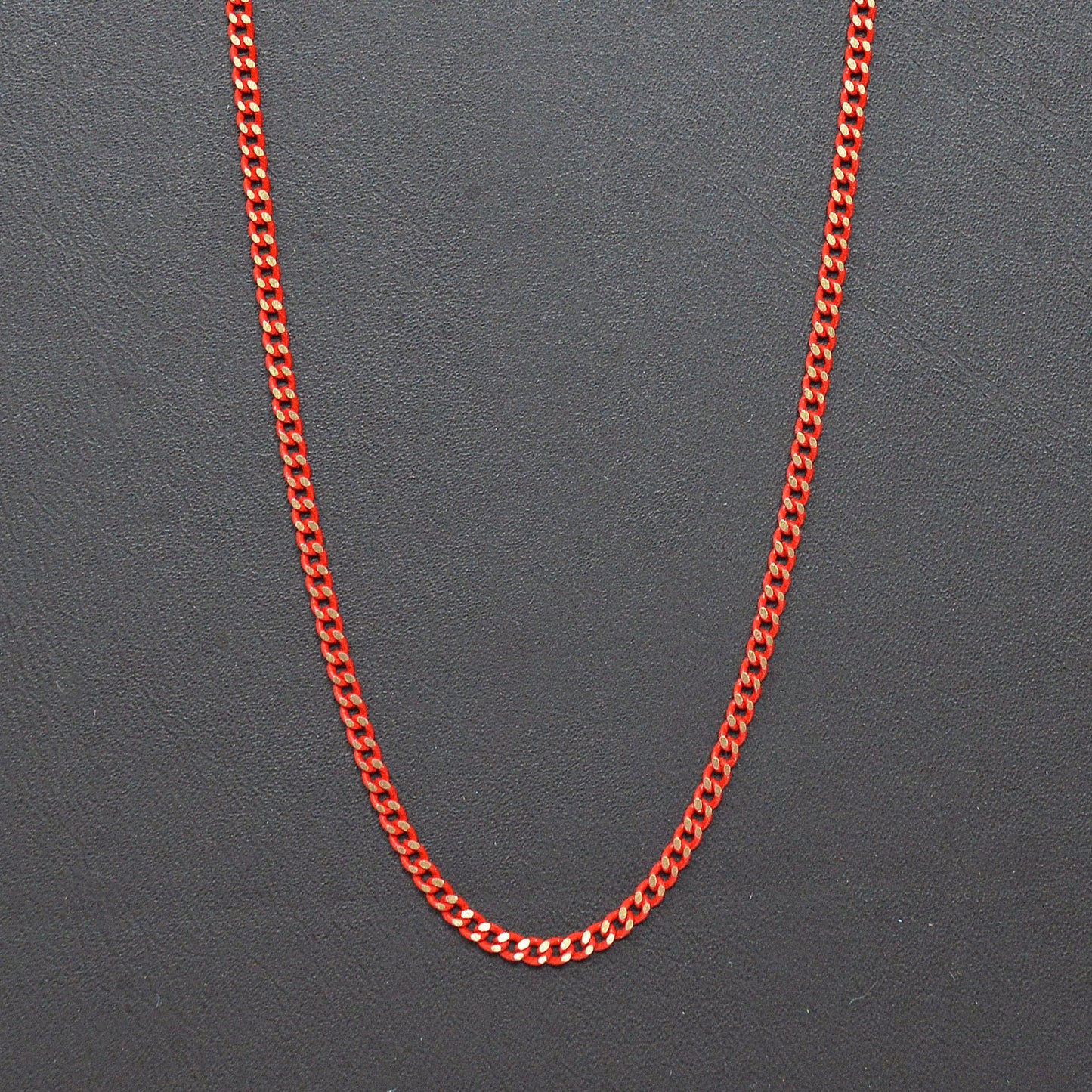 Matte Red gleaming gold Cuban Curb Chain by Yard, Florida Link Chain,Wholesale bulk Roll Chain for Jewelry Making, Width 1.5mm,Roll- 440
