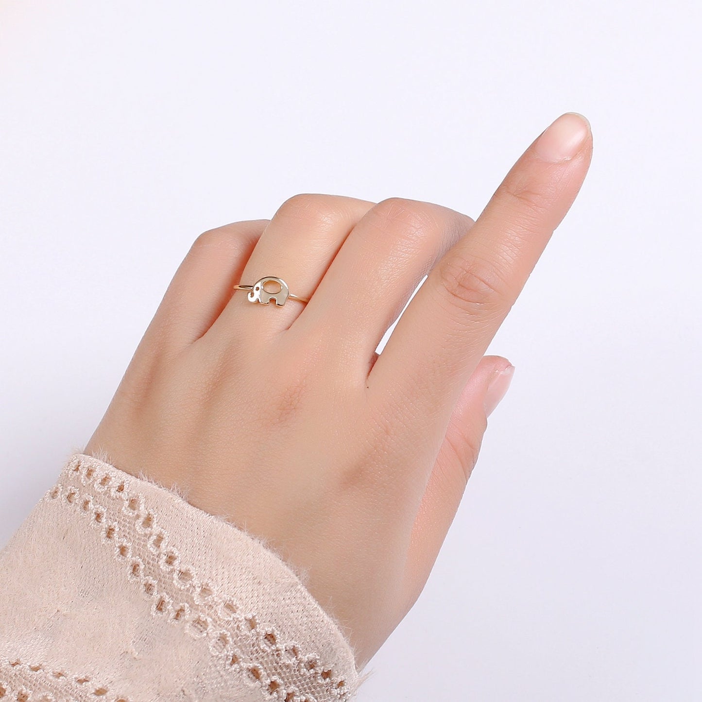 1pc Elephant 18k Gold Ring, Adjustable Gold Curb Ring, Simple Animal Ring, The Forest Ring- 266