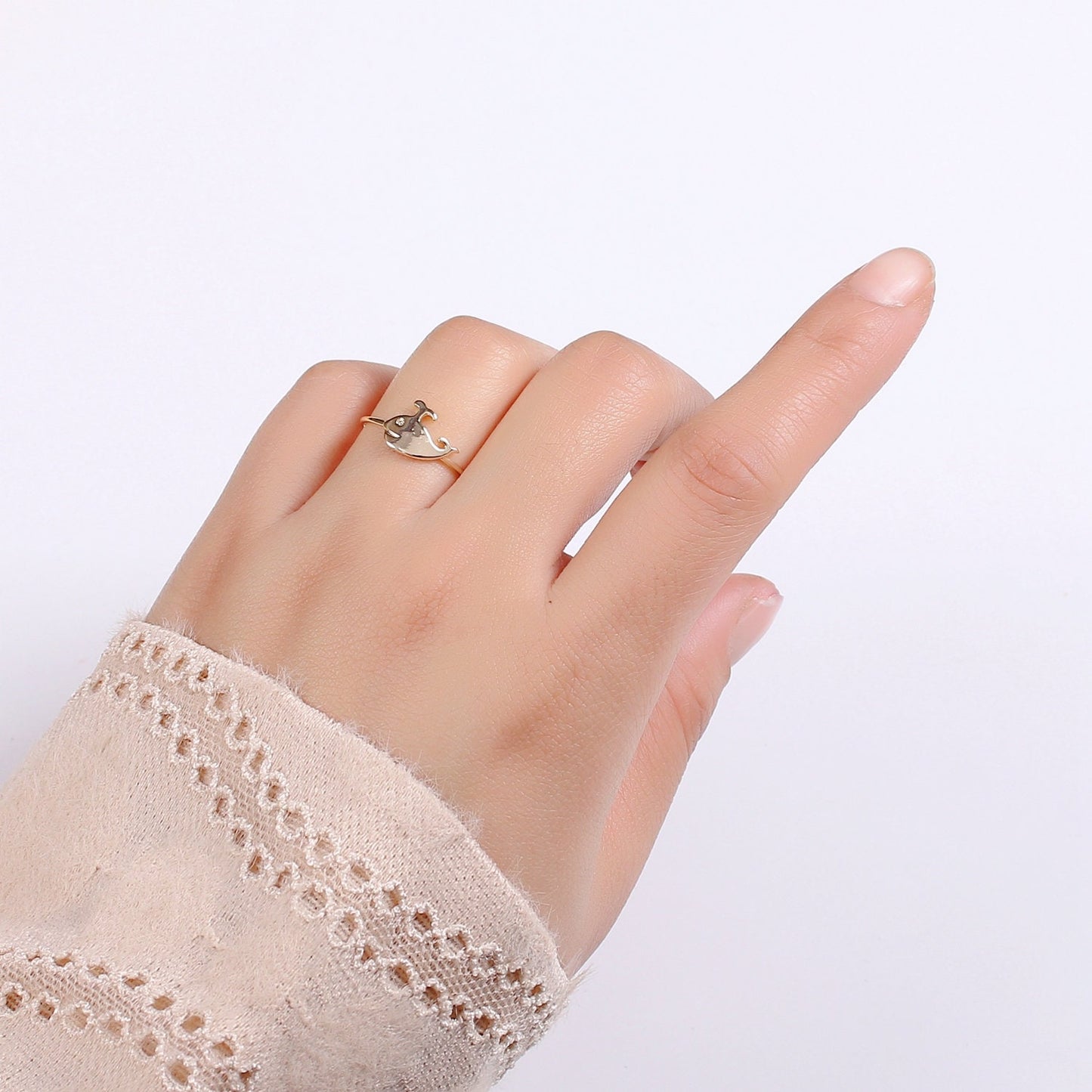 1pc Whale 18k Gold Ring, Adjustable Gold Curb Ring, Under the sea Ocean Life Ring, The Animal Ring- 267