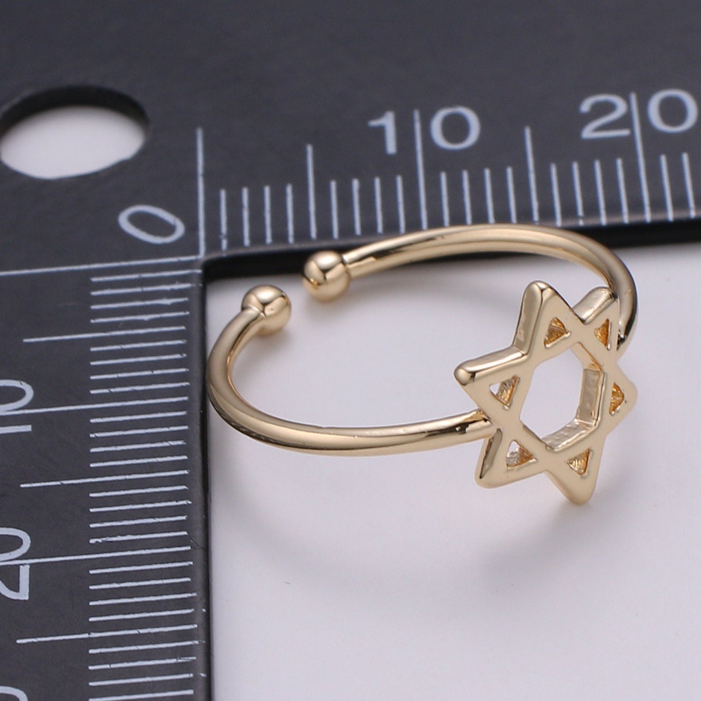 1pc Star of David 18k Gold Ring, Adjustable Gold Curb Ring,Star Simple Ring, Galaxy Ring- 253