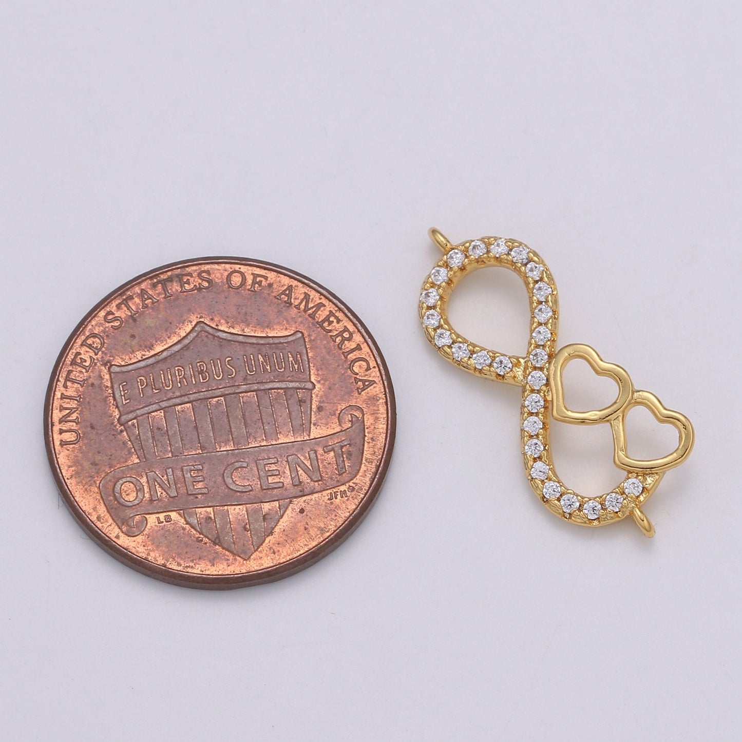 1pc 24k Infinity Love Gold Clear Micro Pave CZ Charm Connector Micro Pave CZ Bow Bracelet Connector For Bracelet Necklace, COGF-628