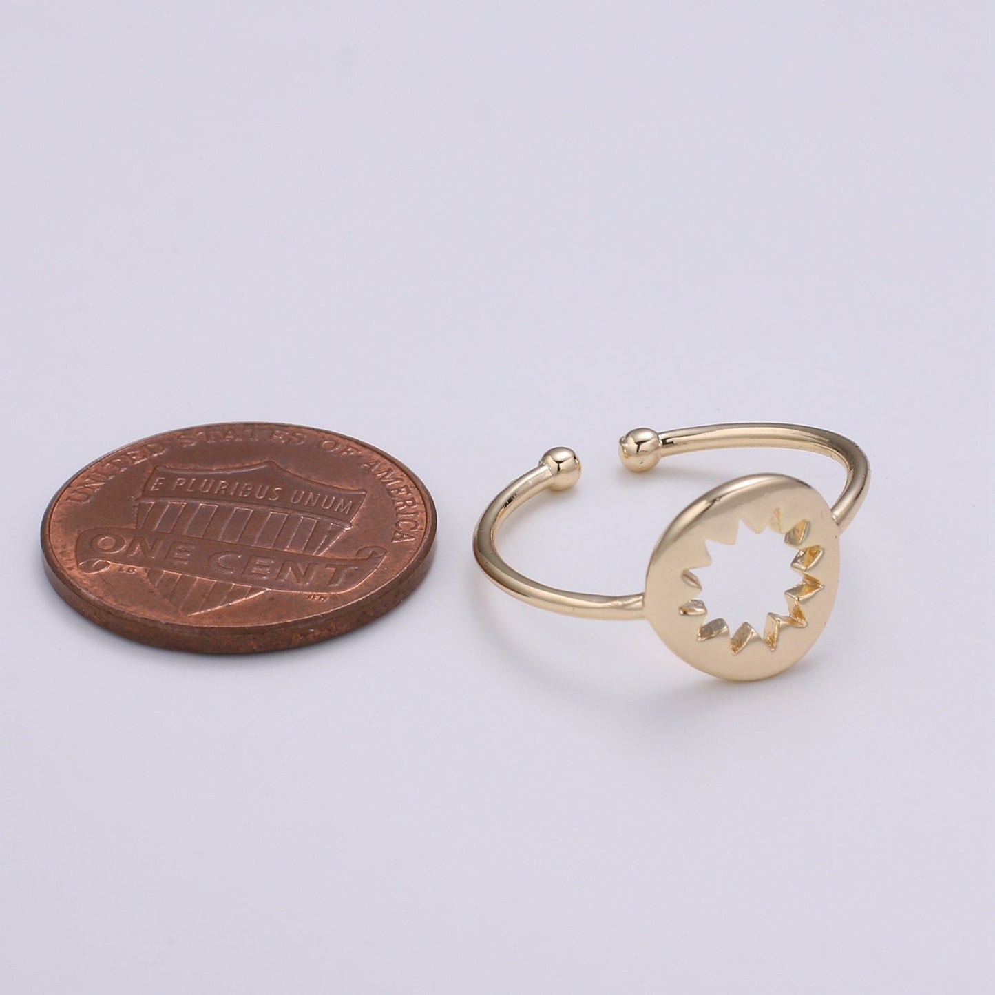 1pc Sun of the Universe 18k Gold Ring, Sun Bright Adjustable Gold Curb Ring, Simple Ring,Circle Ring- 255