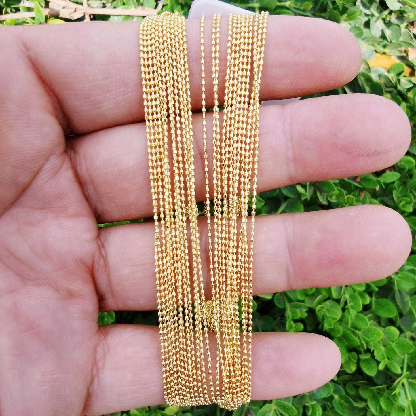 1pc 19.6'' Ready to Use 24K Gold Beads Necklace Chain, Layering Ball Chain Dainty Necklace, For Necklace Making, 865