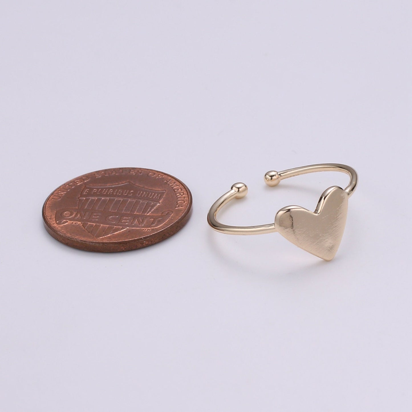 1pc Heart 18k Gold Ring, Adjustable Gold Love Ring, Simple Heart Ring, Valentine Ring- 270