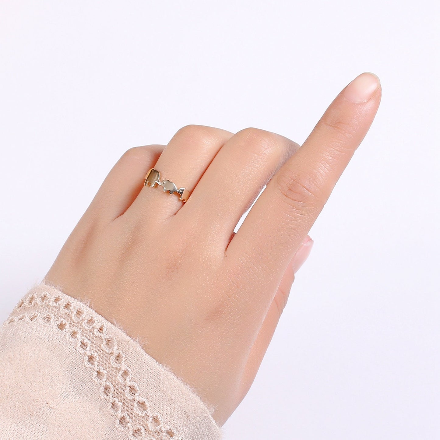 Mini Gold Elephant Ring Animal Inspired R259